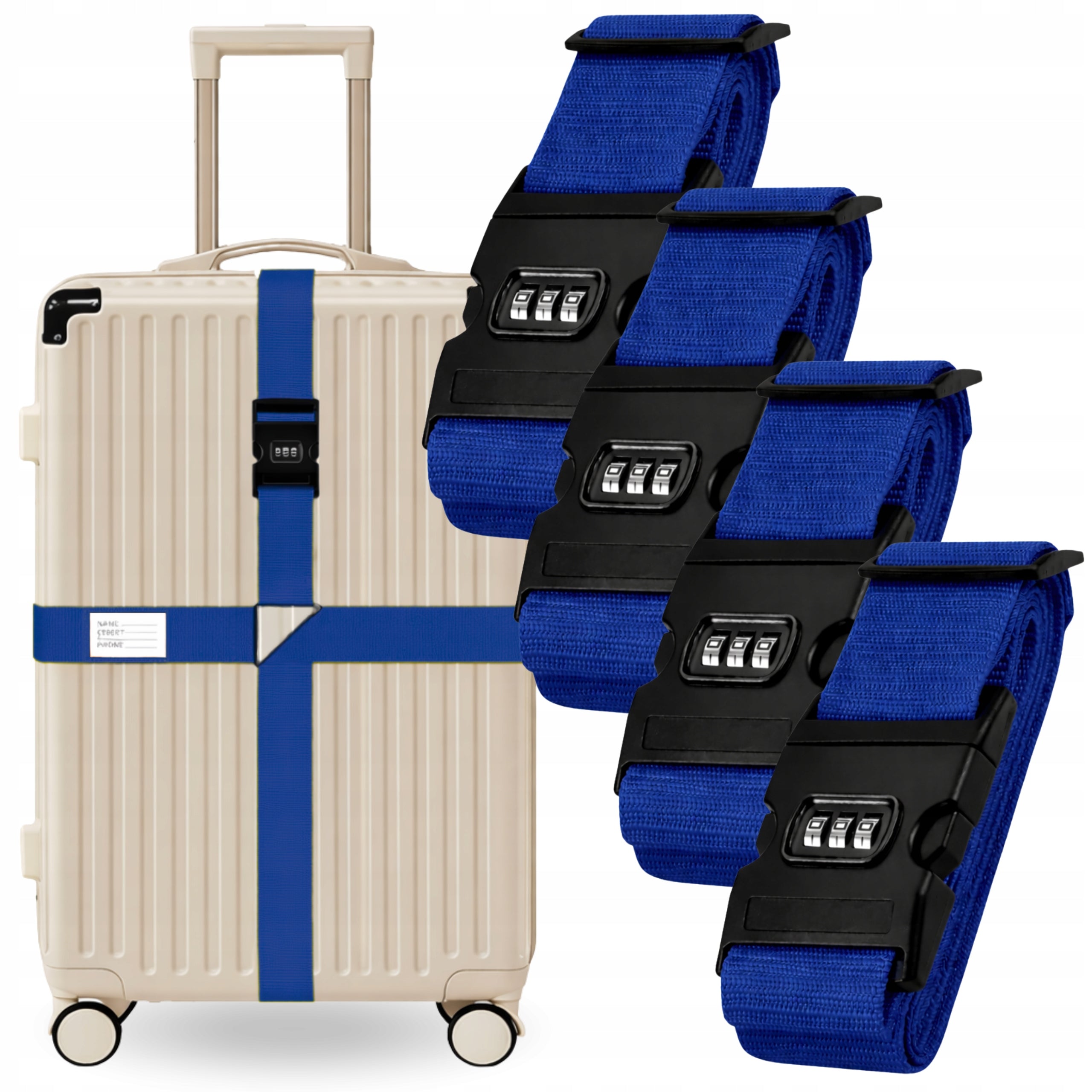 4x SECURITY BELT DOUBLE SUITCASE LUGGAGE BAGS TRAVEL SET BELTS