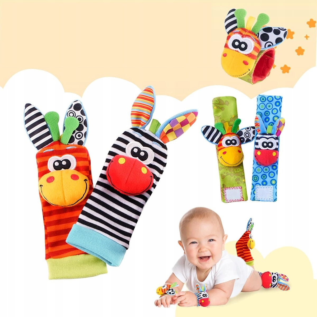 4x SENSORY SOCKS AND 3D RATCHET HEADBANDS FOR BABIES FOR GIFT Brand no brand