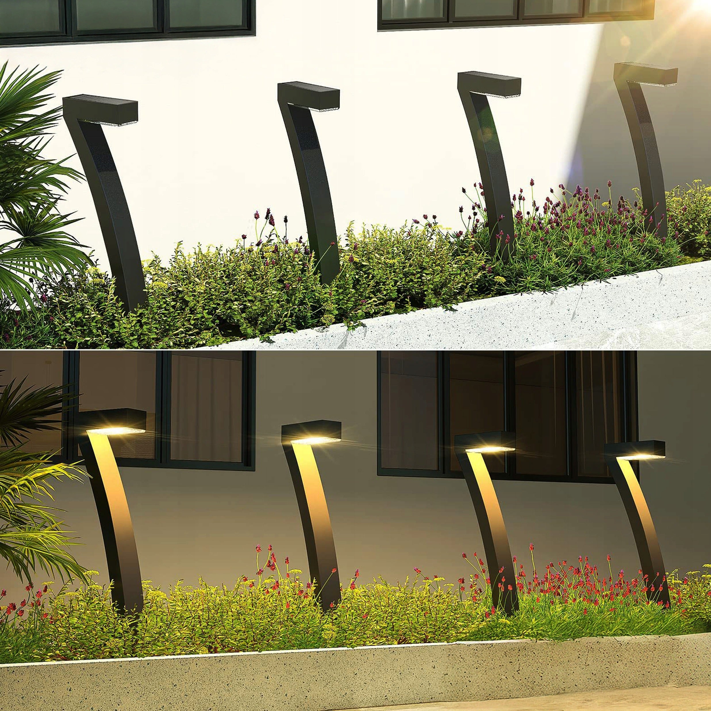 4x SOLAR LAMP GARDEN SET Decorative Punched Driveway LED Sidewalk Strong Packaging status original