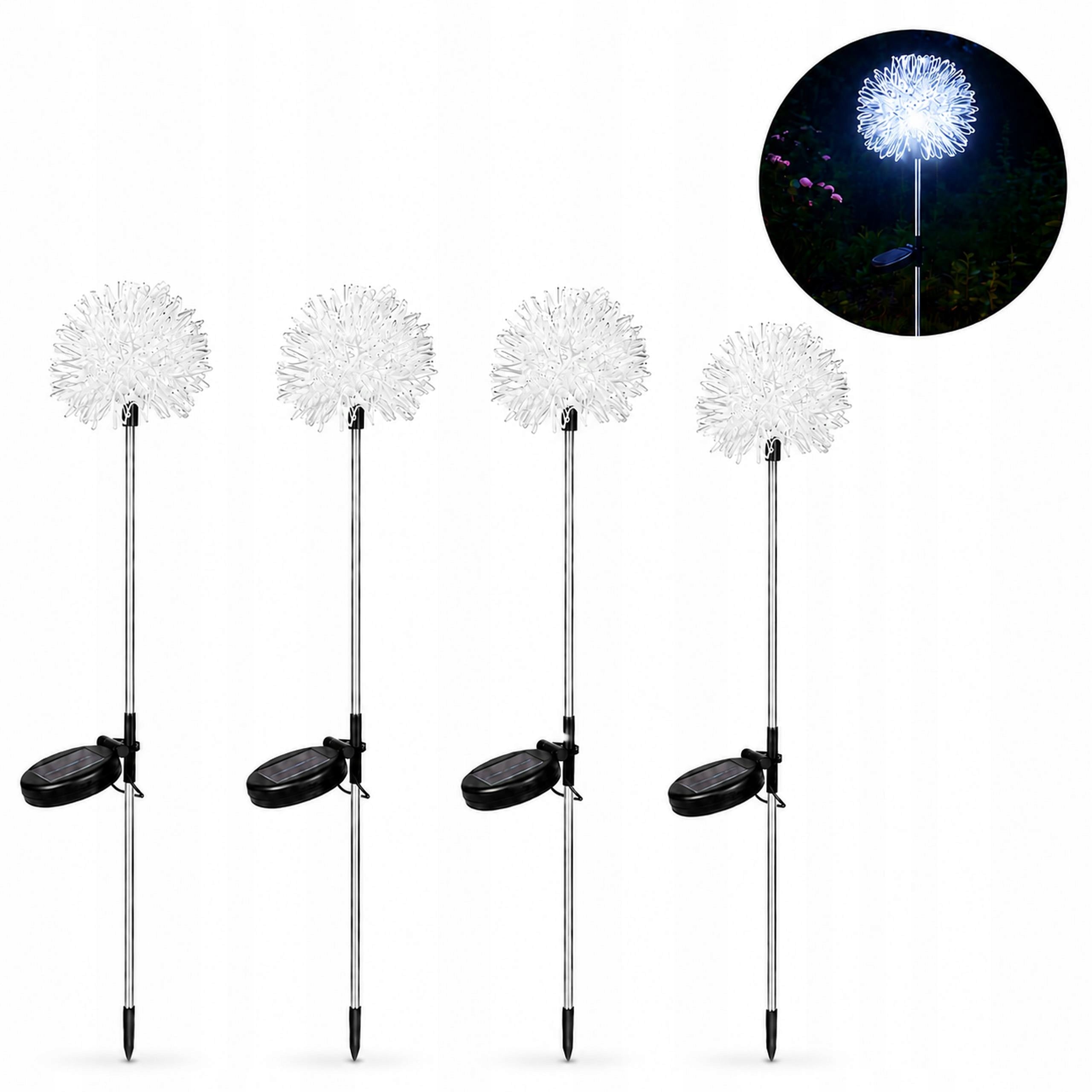 4x SOLAR LED GARDEN LAMP HAMMERED DANDELION SOLAR TREE FOR GARDEN