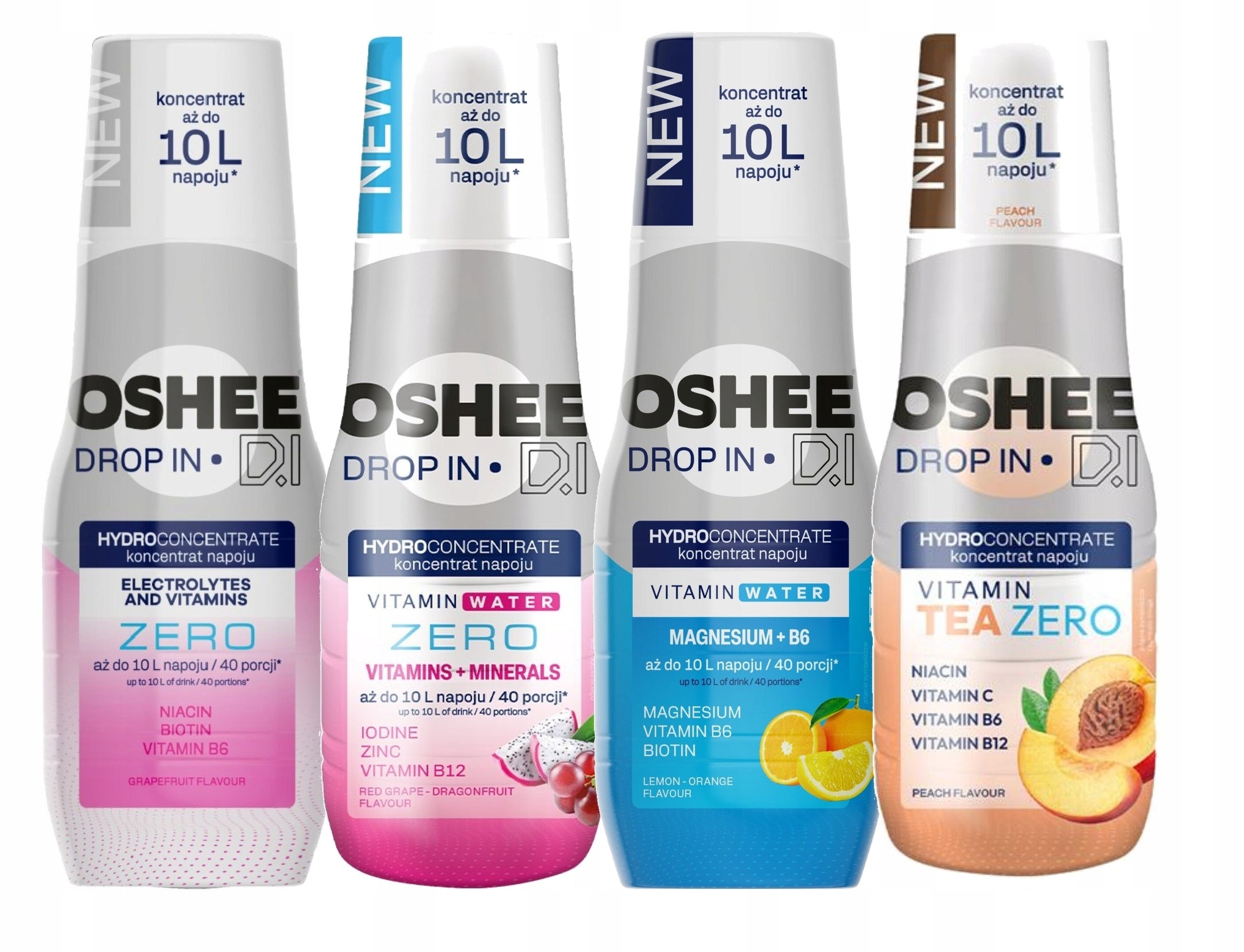 4x SYRUP CONCENTRATE JUICE SET Oshee Drop In for WATER SATURATOR