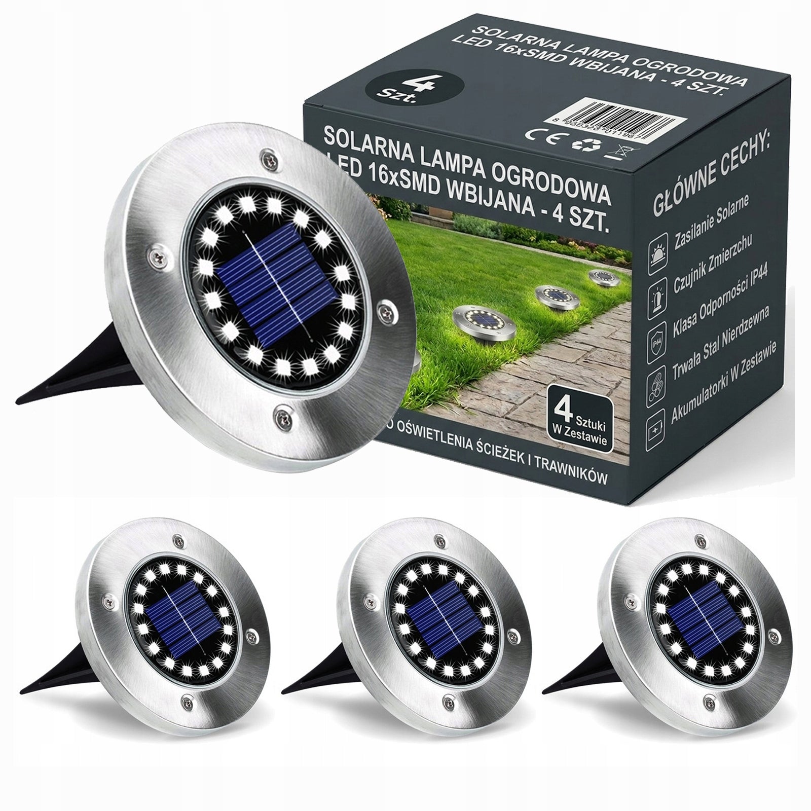 4x Solar Garden LAMP 16LED Punched GROUND