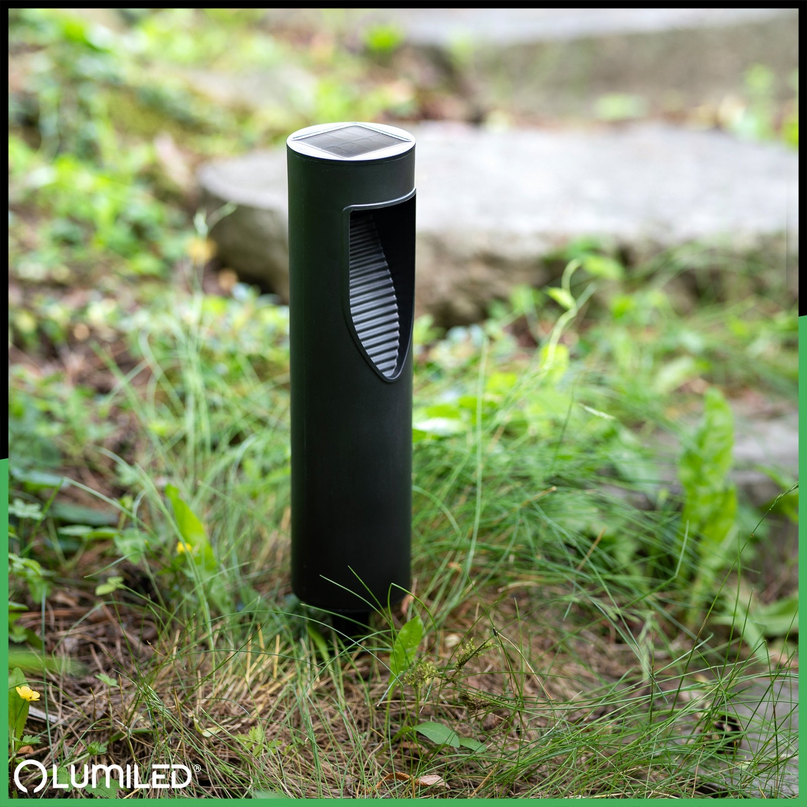4x Solar Garden Lamp LED Punched Garden Post with Twilight Sensor Color black