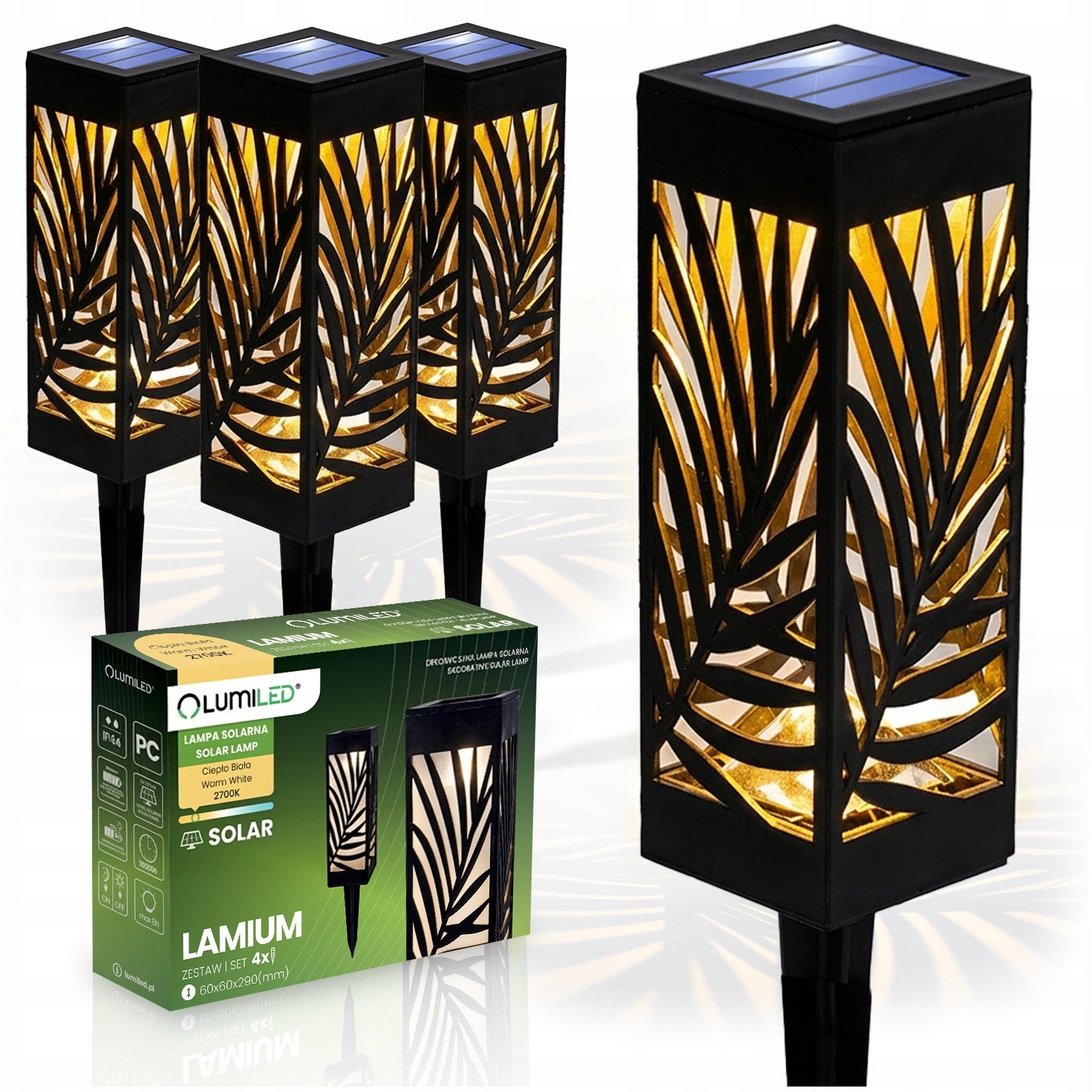 4x Solar Garden Lamp LED Punched Outdoor Decorative Garden Post 30