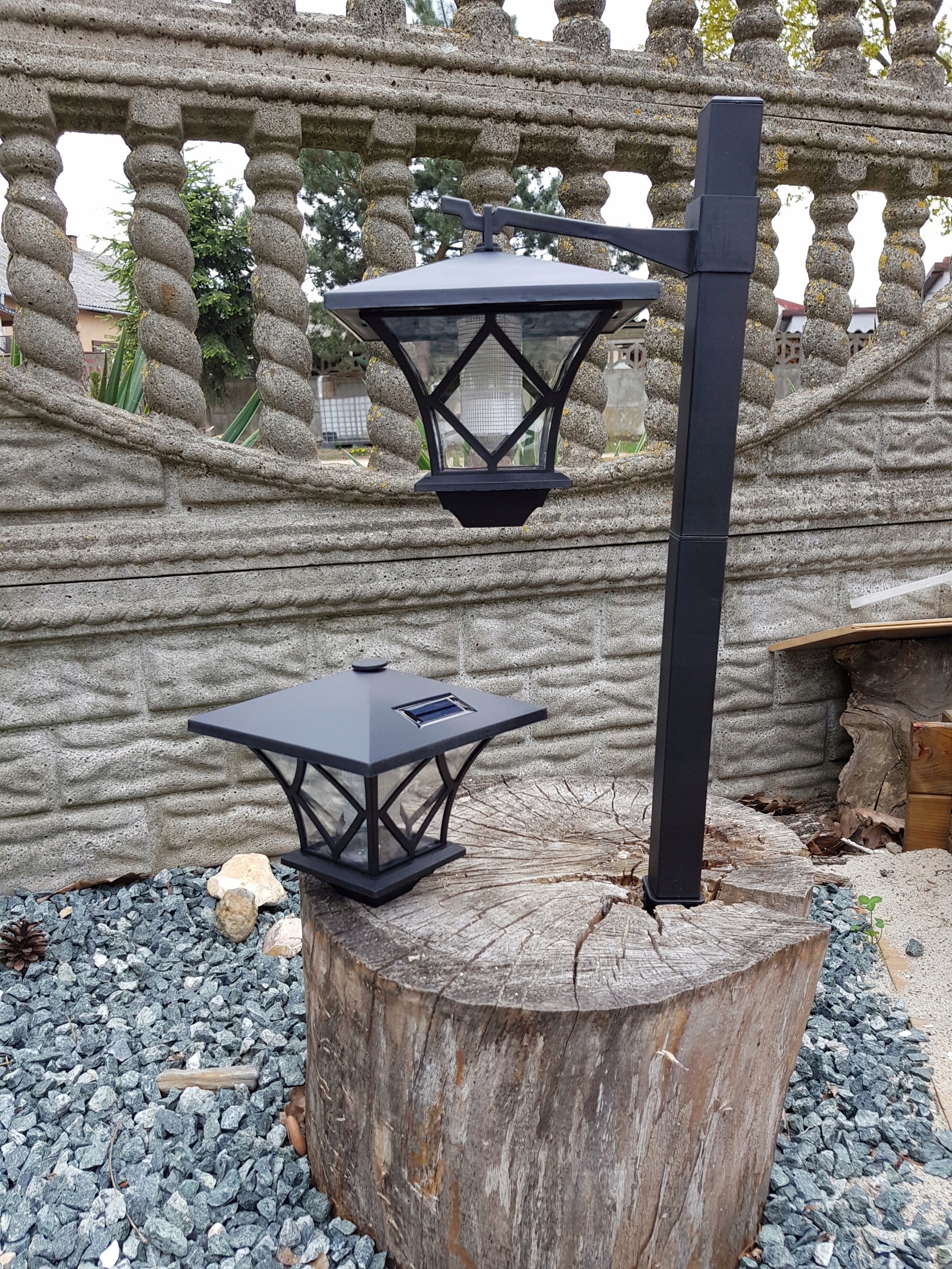 4x Solar Garden Lamp Lantern High 1,5m LED Color black