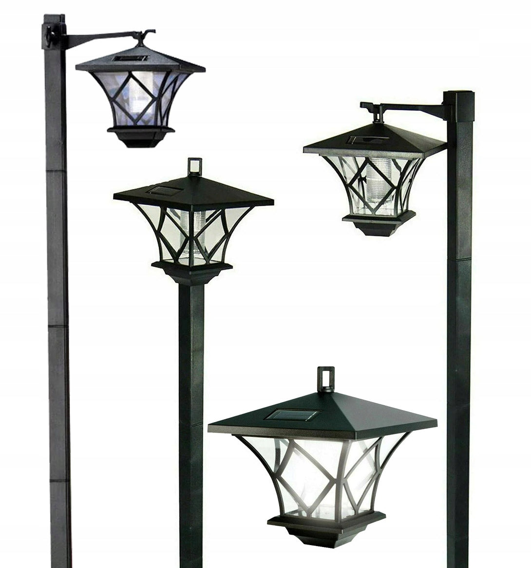 4x Solar Garden Lamp Lantern High 1,5m LED