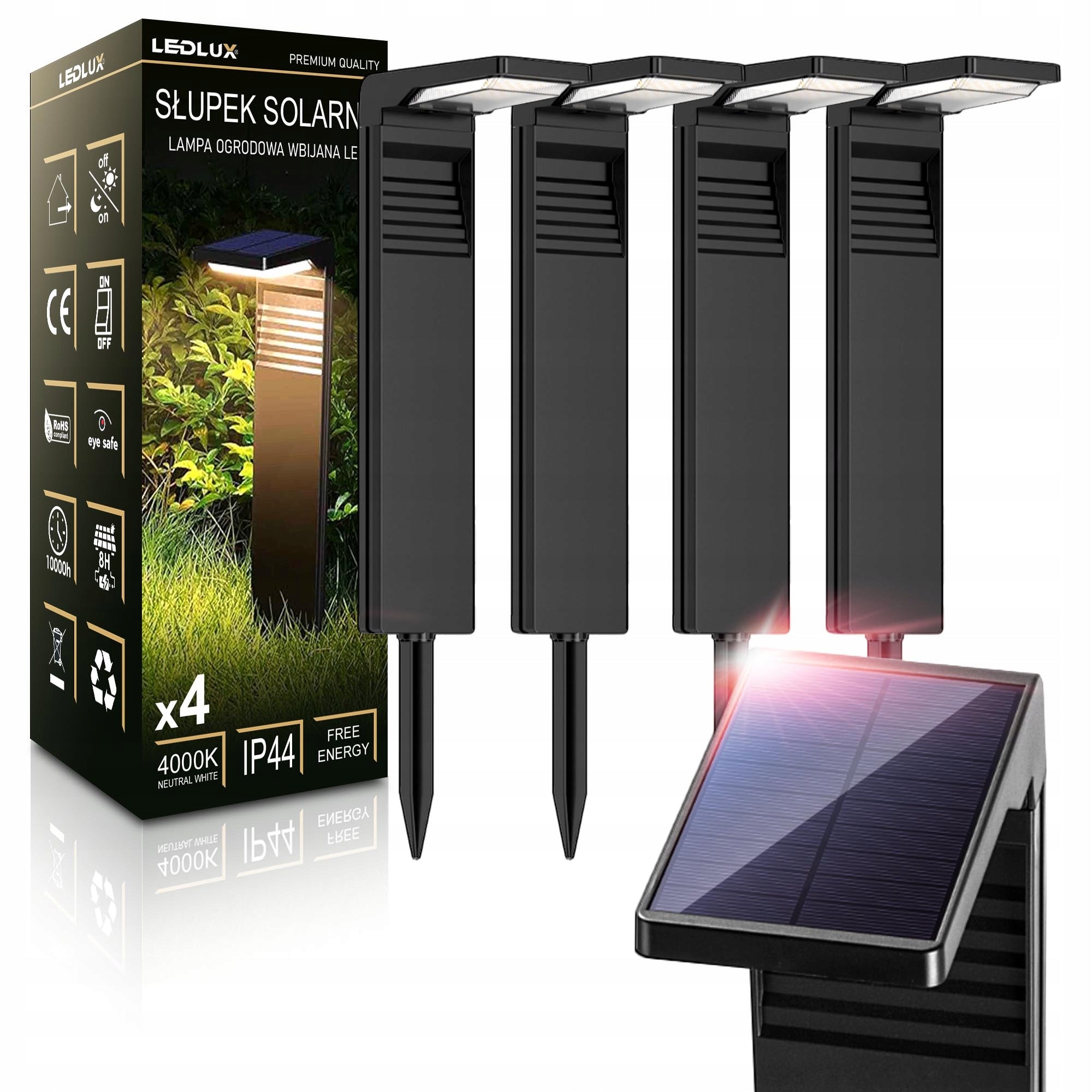 4x Solar Garden Lamp Standing Garden Post Standing 58cm Strong XXL