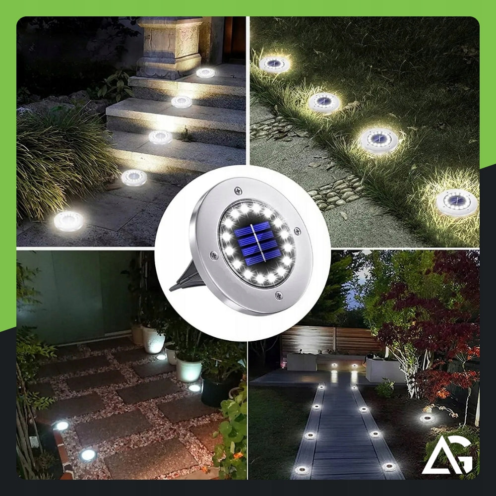 4x Solar Lights For Garden Ground Disk Lights Drives Up to 16 LED Packaging status original