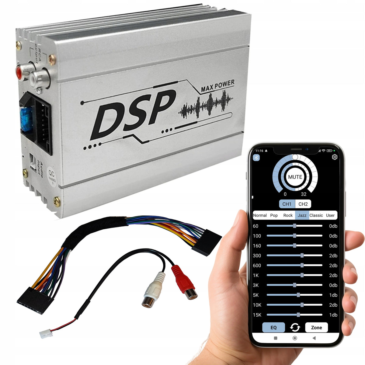 4x50W 10 Channel DSP Sound Amplifier for Radio with Android Bluetooth App