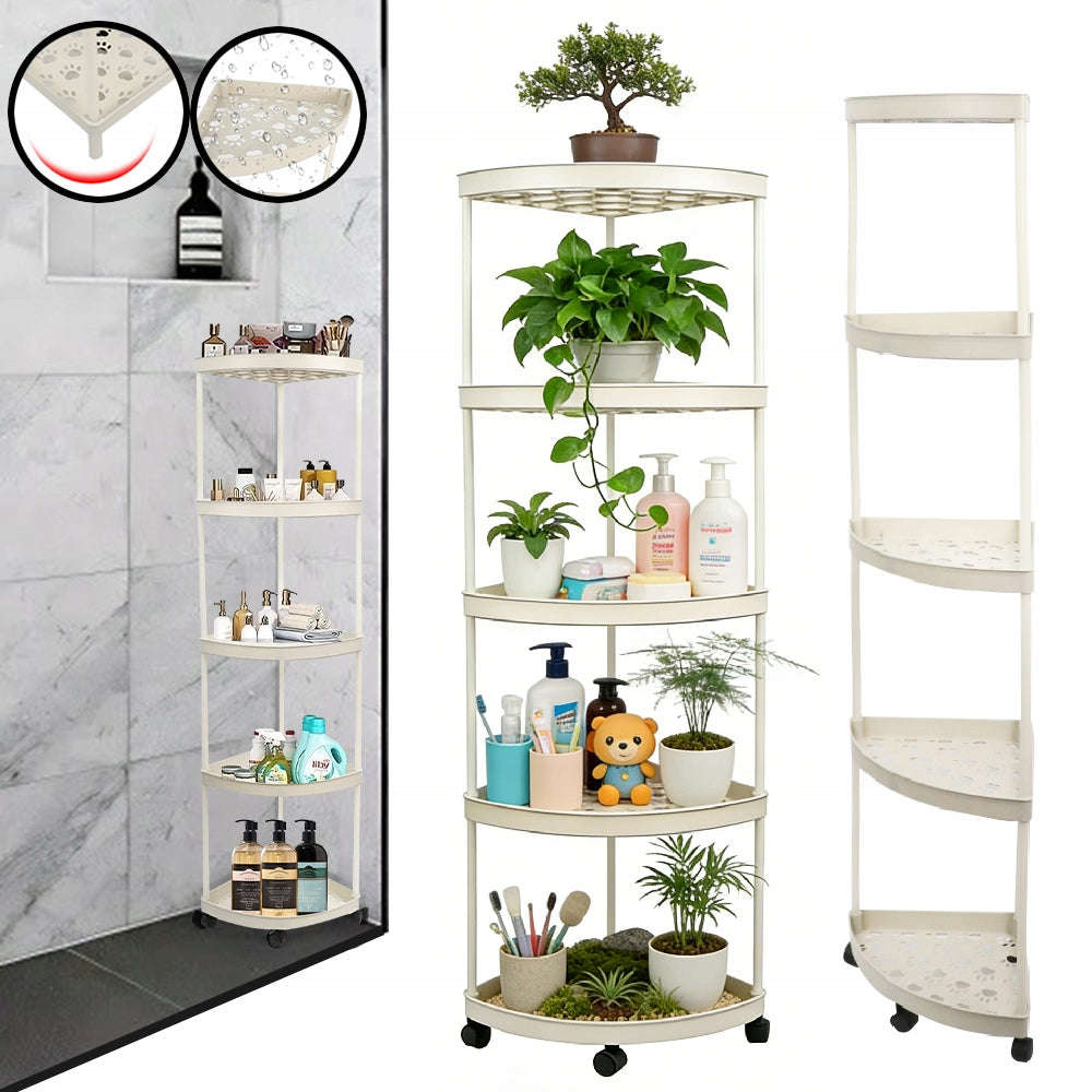 5 LEVELS SHOWER SHELVES, STANDING, BATHROOM ORGANIZER, BOOKCASE WITH WHEELS