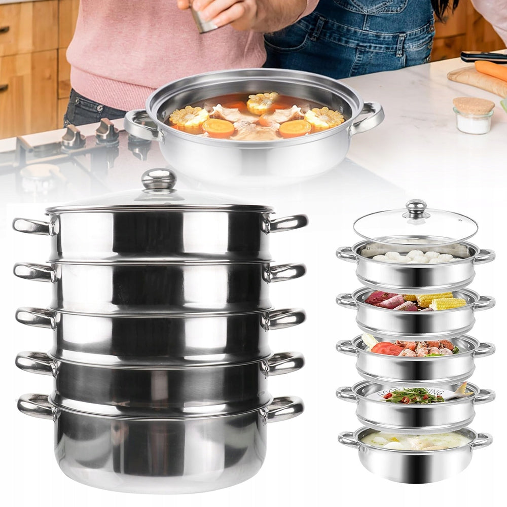 5-Layer Steamer 30 cm Multifunctional Stainless Steel Steam Pot