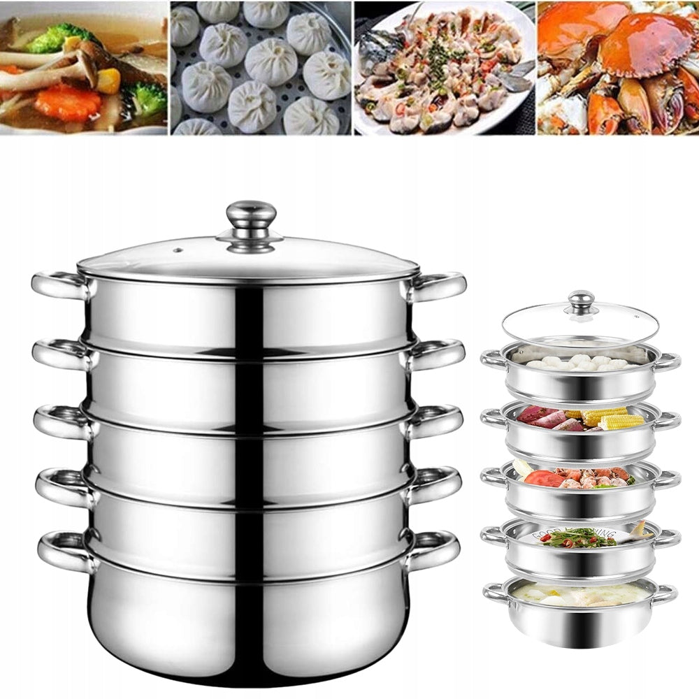 5-PLY STAINLESS STEEL KITCHEN APPLIANCE, WITH GLASS LID