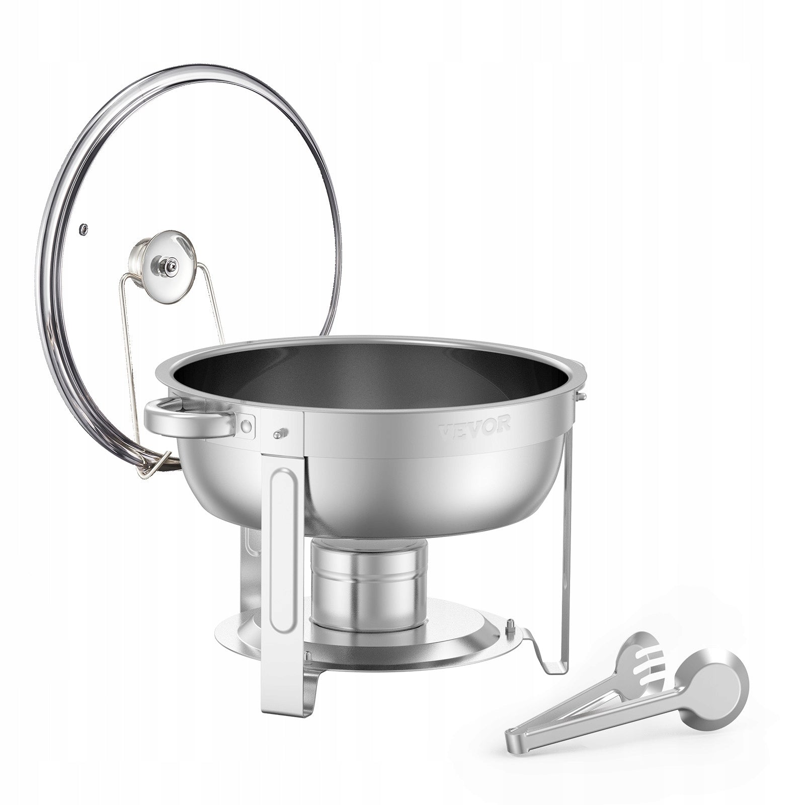 5 Qt 4 Pack Round Chafing Dish Buffet Set Full-Size Pan Stainless Steel