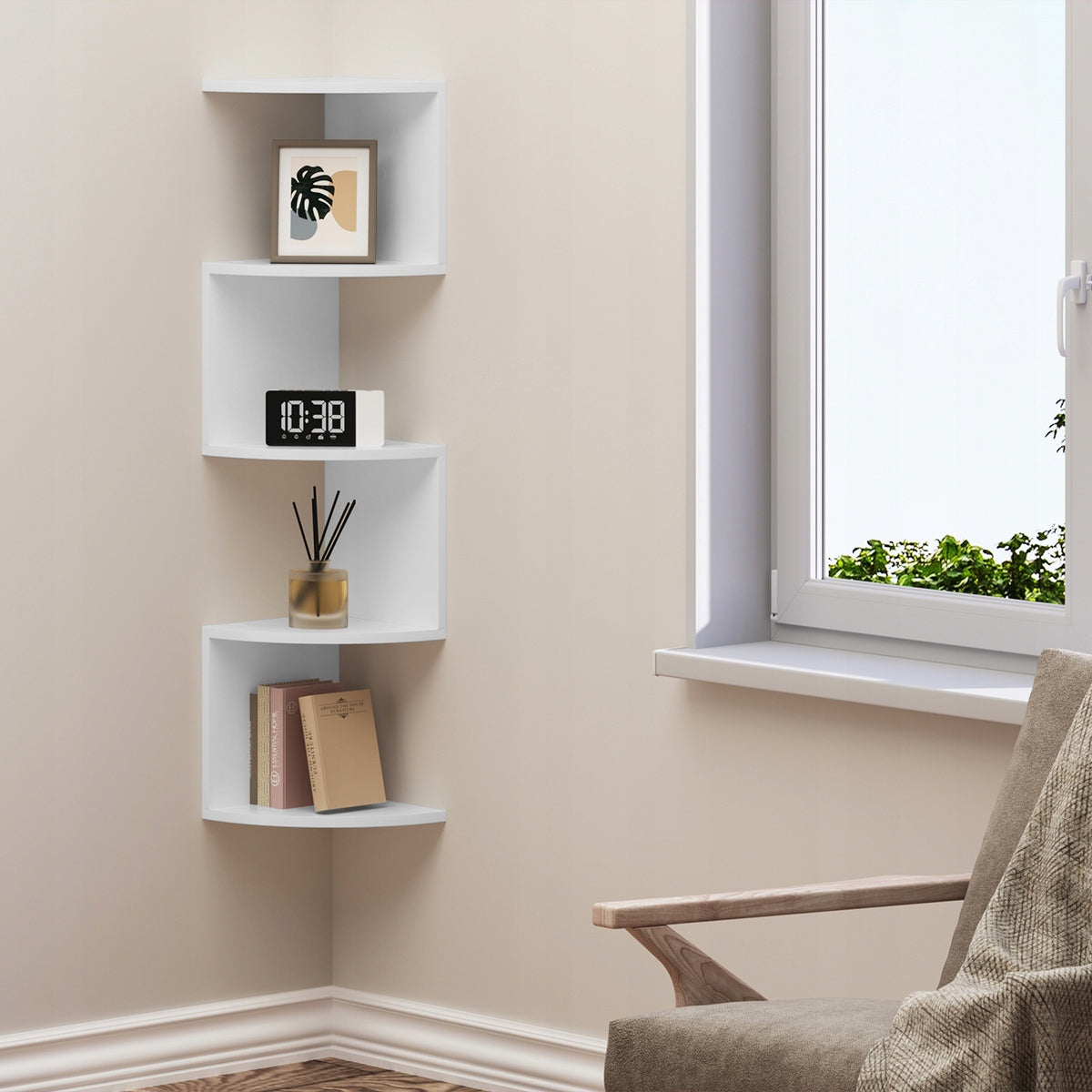 5-TIER CORNER SHELF DECORATION RACK FOR SHELF STORAGE 1 PACK Packaging status original