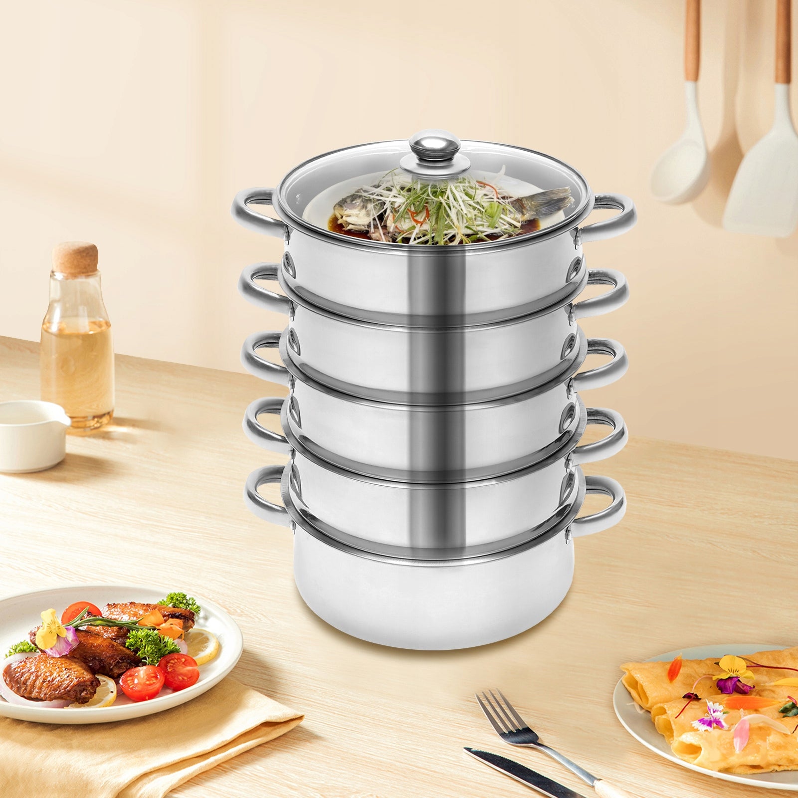 5-TIER STAINLESS STEEL STEAMER Packaging status original