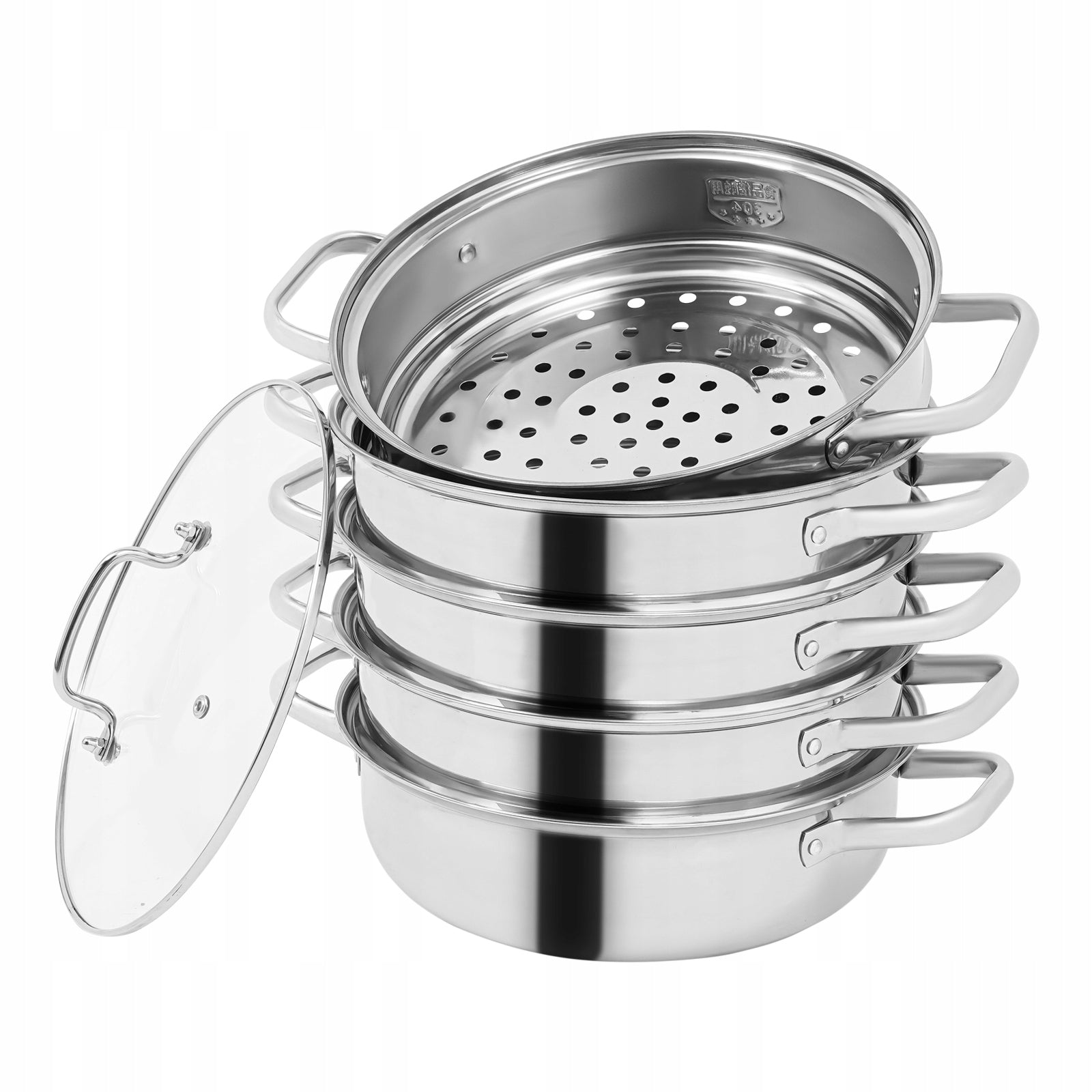 5-TIER STEAMER COOKER 28CM STAINLESS STEEL STEAM POT FOR COOKING