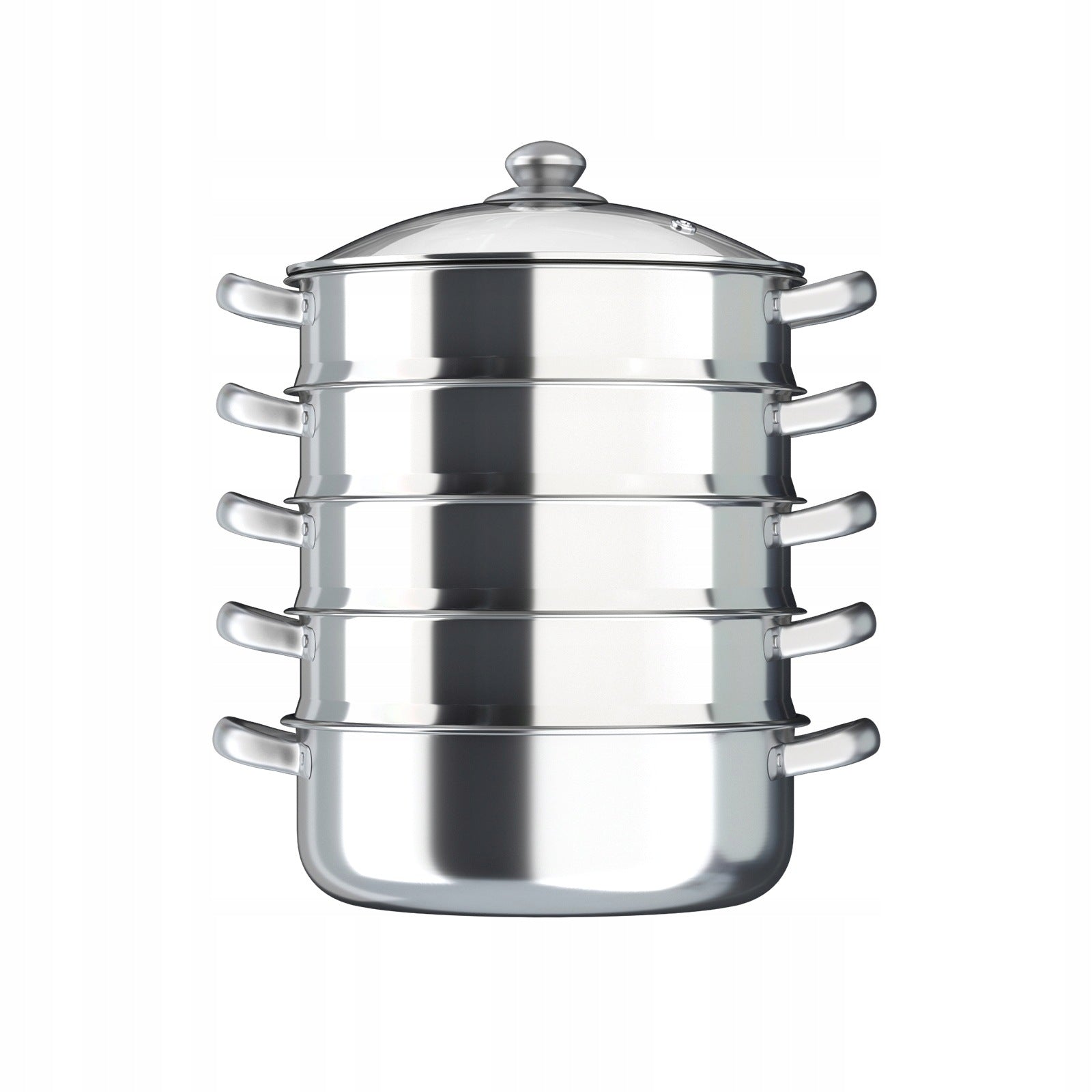5-Tier Stainless Steel Steamer 30cm for Steam Cooking Even Heating
