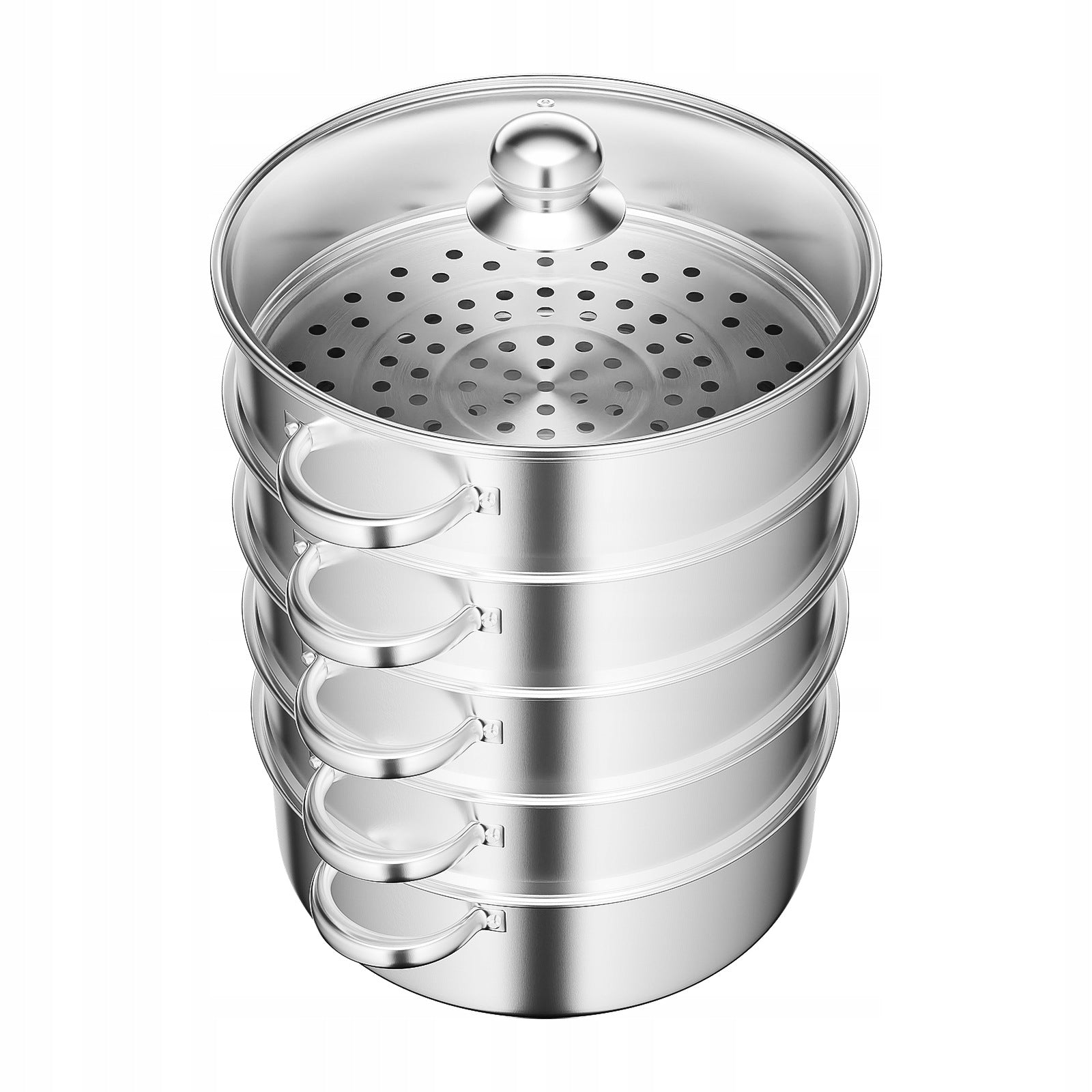 5-Tier Stainless Steel Steamer, Stackable 3-Tier Pot Healthy Cooker 28*40CM