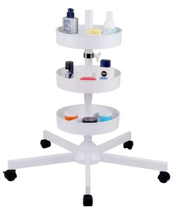5 arm FS2 tripod with 3 shelves on wheels for lamps with magnifying glass