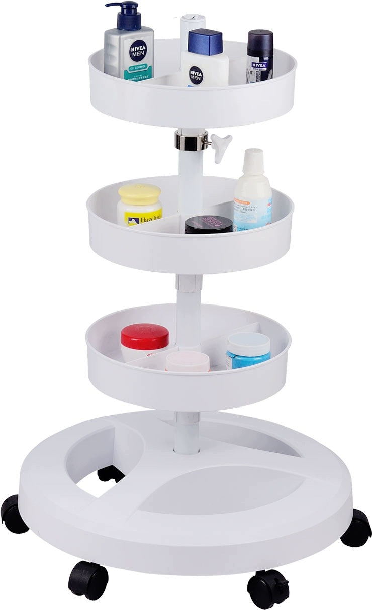 5 arm FS3 tripod with 3 shelves on wheels for lamps with magnifying glass