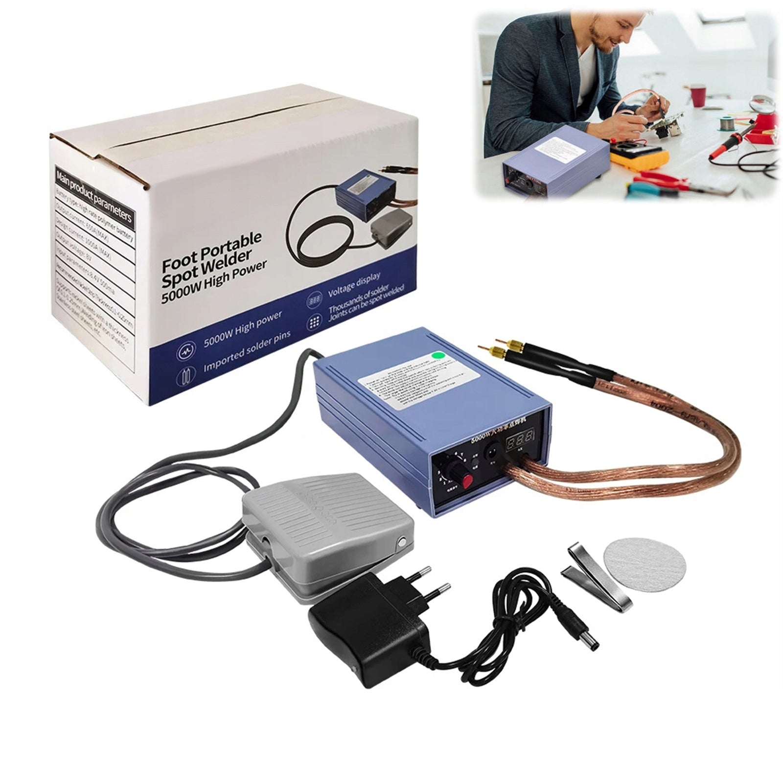 5000W HANDHELD SPOT WELDING MACHINE PORTABLE BATTERIES 18650 Maximum power 5000 W