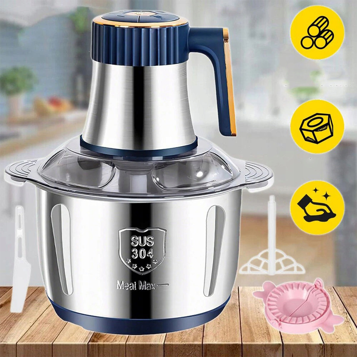 500W ELECTRIC MEAT AND VEGETABLE MIXER MULTIFUNCTIONAL STEEL 5L NEW Packaging status original