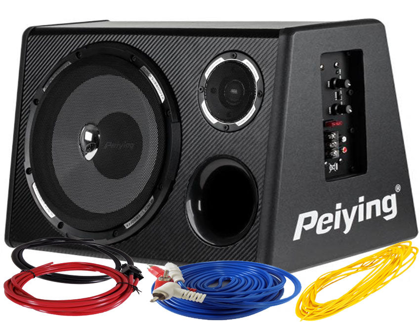 500W PEIYING SUBWOOFER BASS REFLEX TUBE BOX WITH CABLES - NEW MODEL