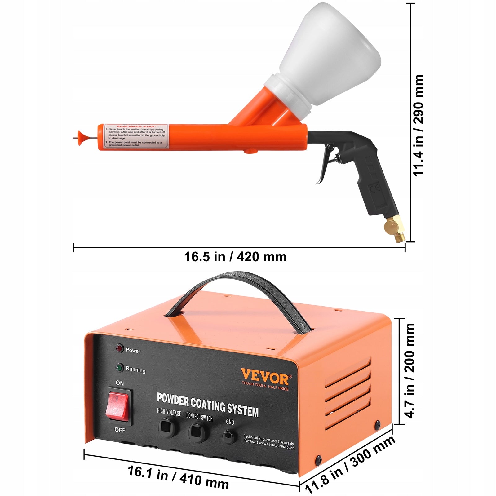 50KV Powder Coating System Spray Gun Foot Switch DIY Commercial Kit Brand Vevor