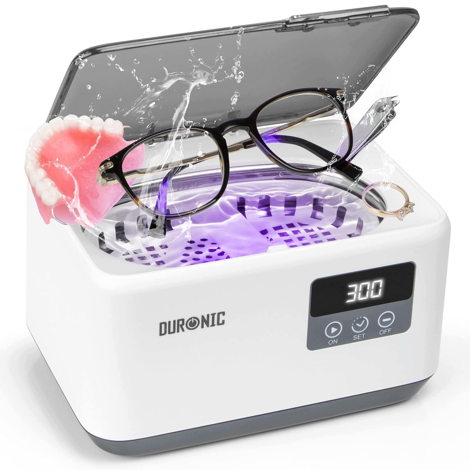 50W ULTRASONIC CLEANER FOR JEWELRY GLASSES DENTURES 600ML
