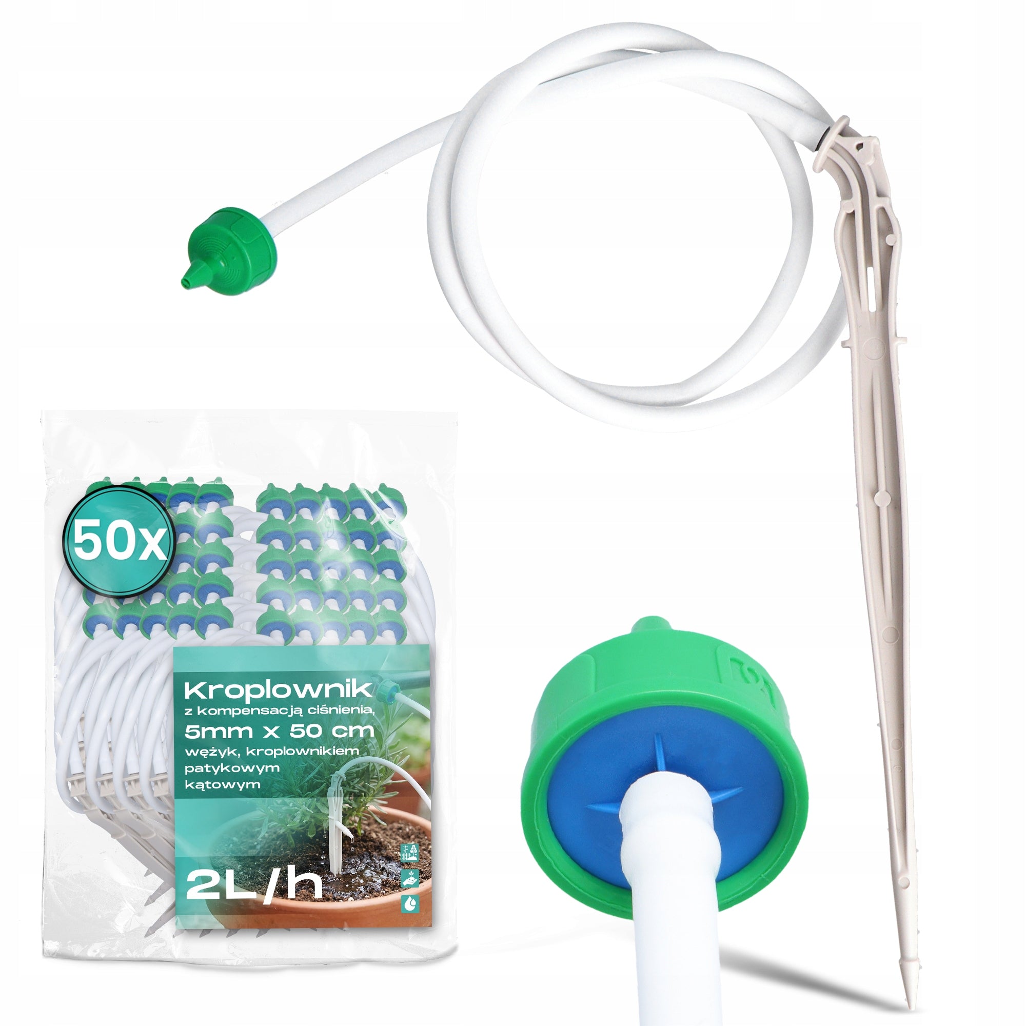 50x Dropper 2 l/h WATER PRESSURE COMPENSATION Hose Stick Emitter YS-T