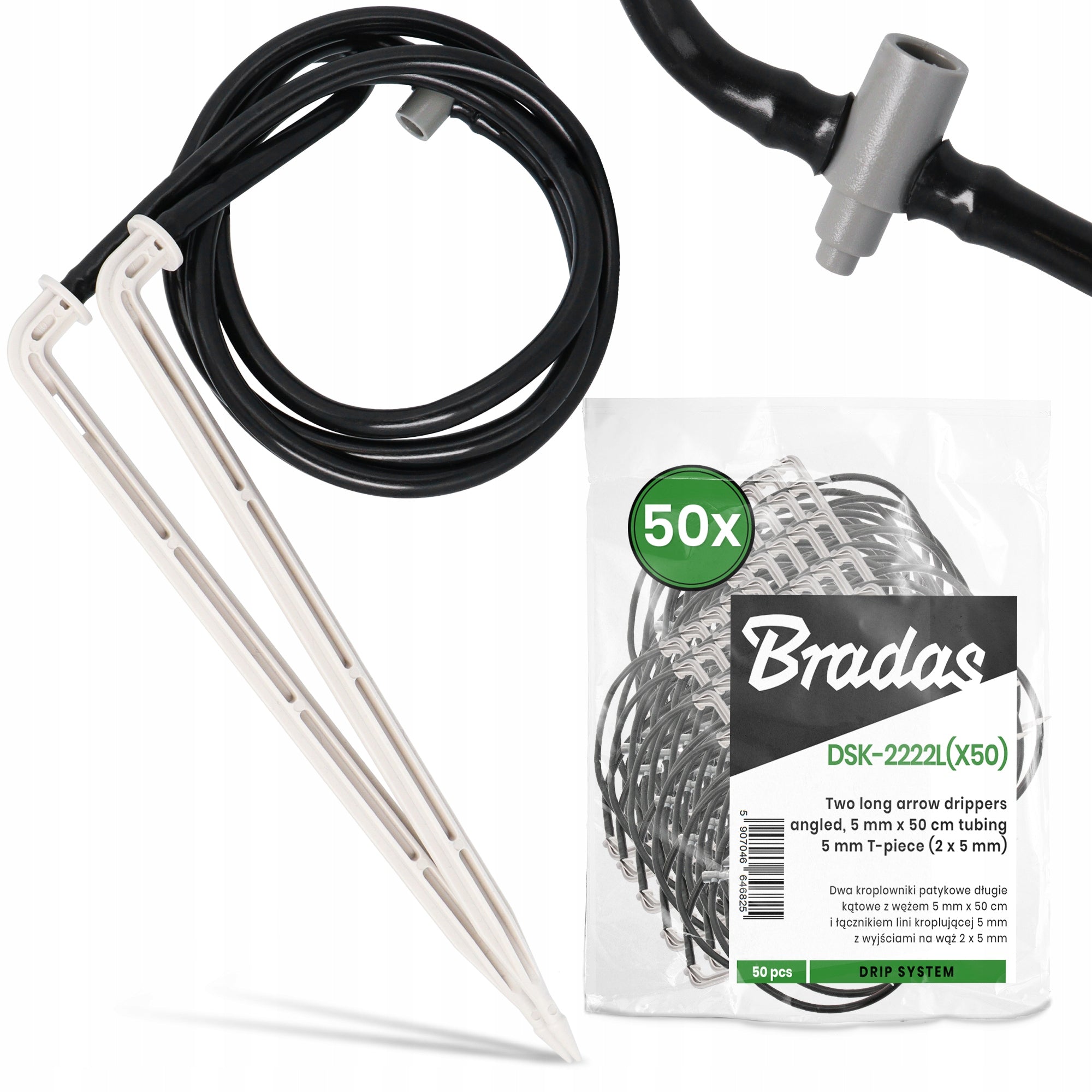 50x Stick Dropper EMITTER 5 mm 50 cm Irrigation Droplet Angle