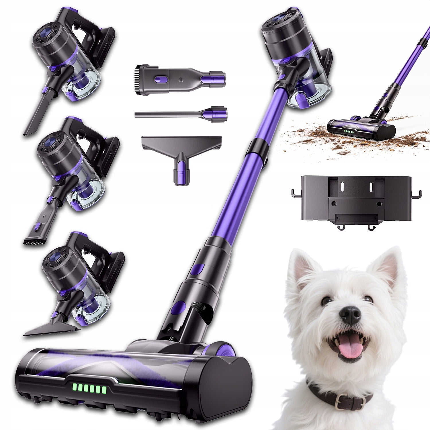 550W 48KPA CORDLESS VACUUM CLEANER WITH 3 MODES AND LED FOR CARPET AND TILE