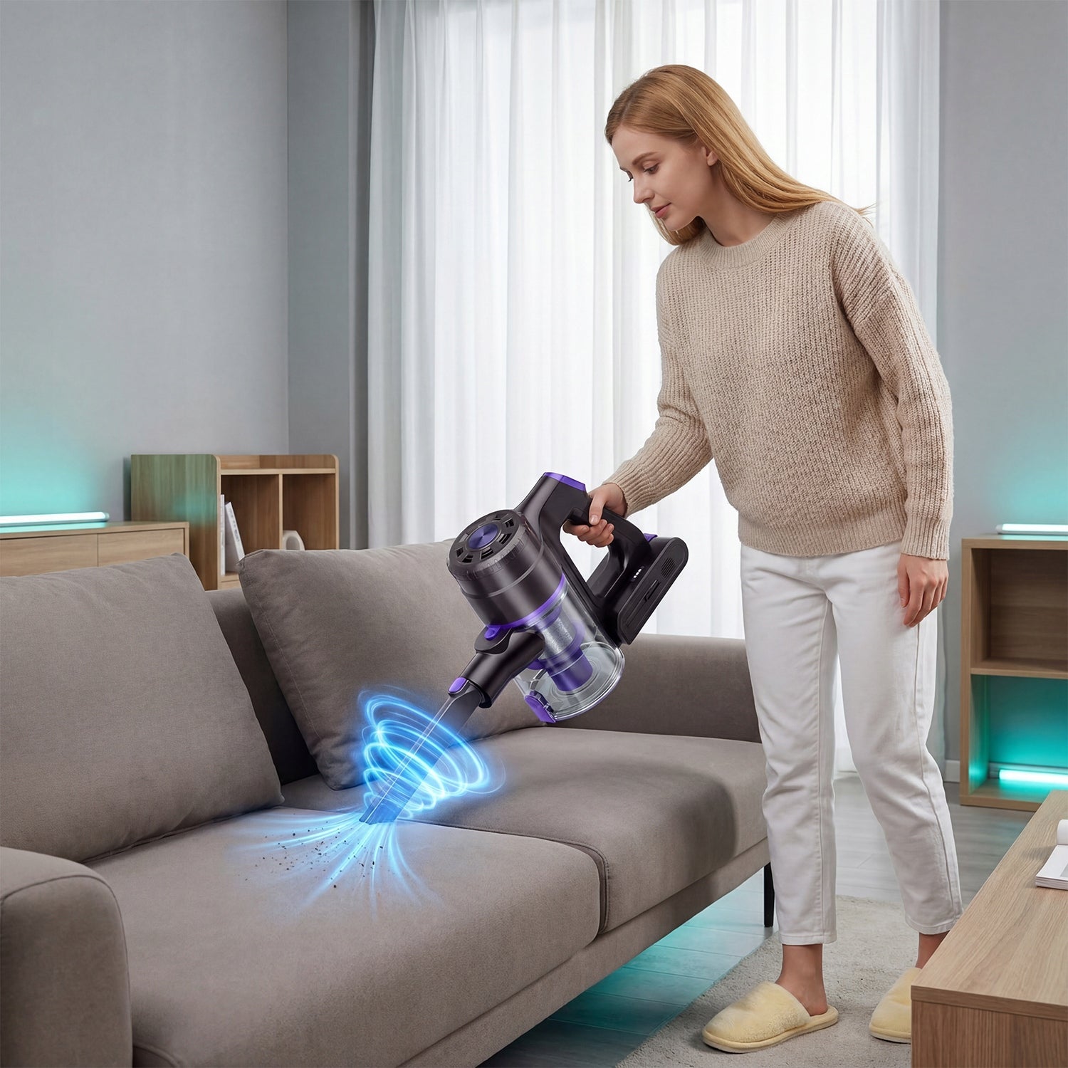 550W 48KPA CORDLESS VACUUM CLEANER WITH BRUSHLESS MOTOR FOR HOME Dominant color yellow/gold