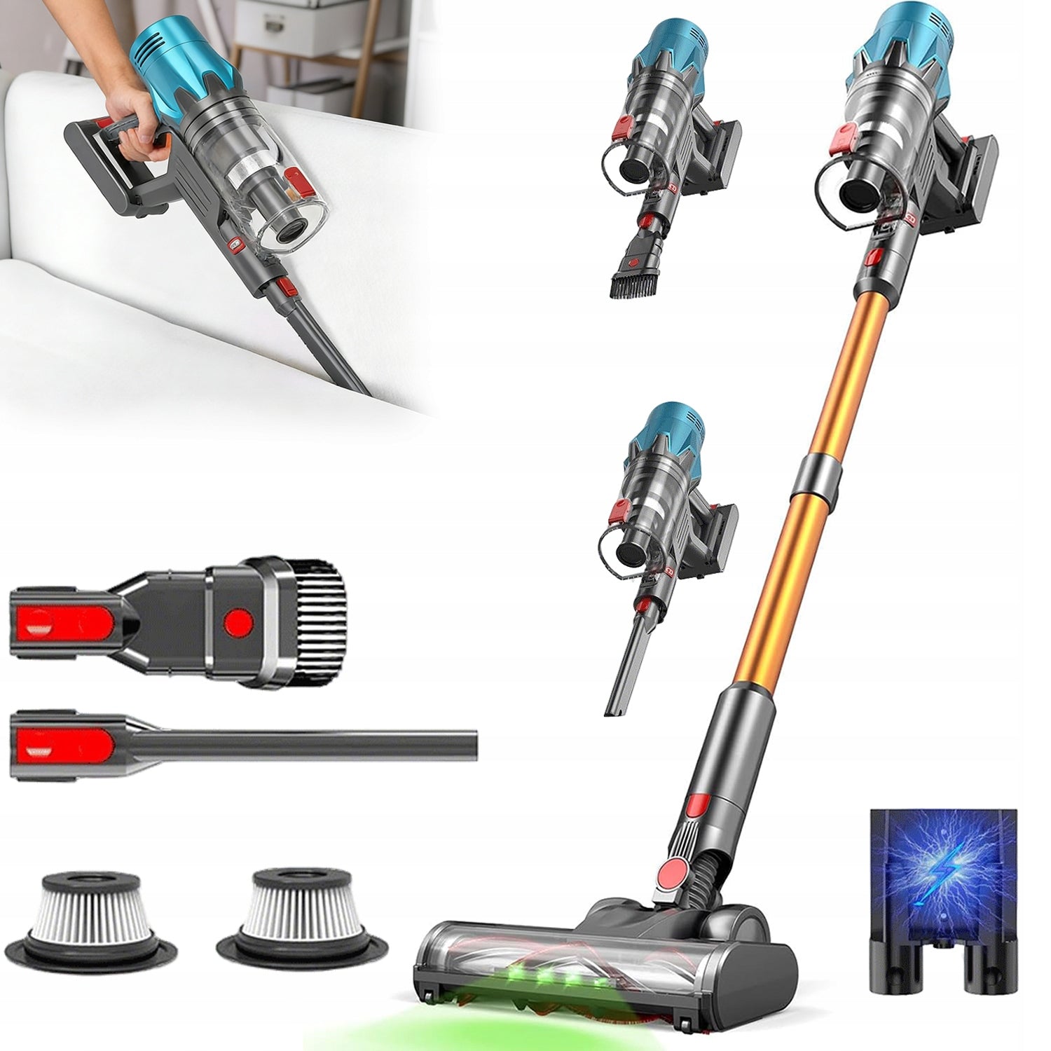 550W 55KPA CORDLESS HANDHELD VACUUM CLEANER FOR HOME AND CAR