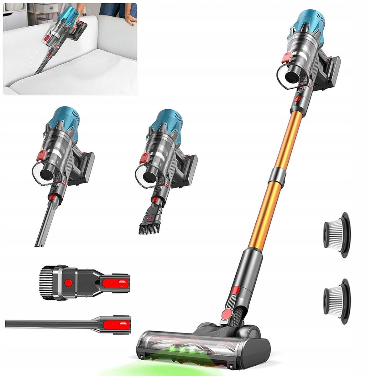 550W CORDLESS UPRIGHT VACUUM CLEANER POWERFUL BAGLESS CORDLESS LED