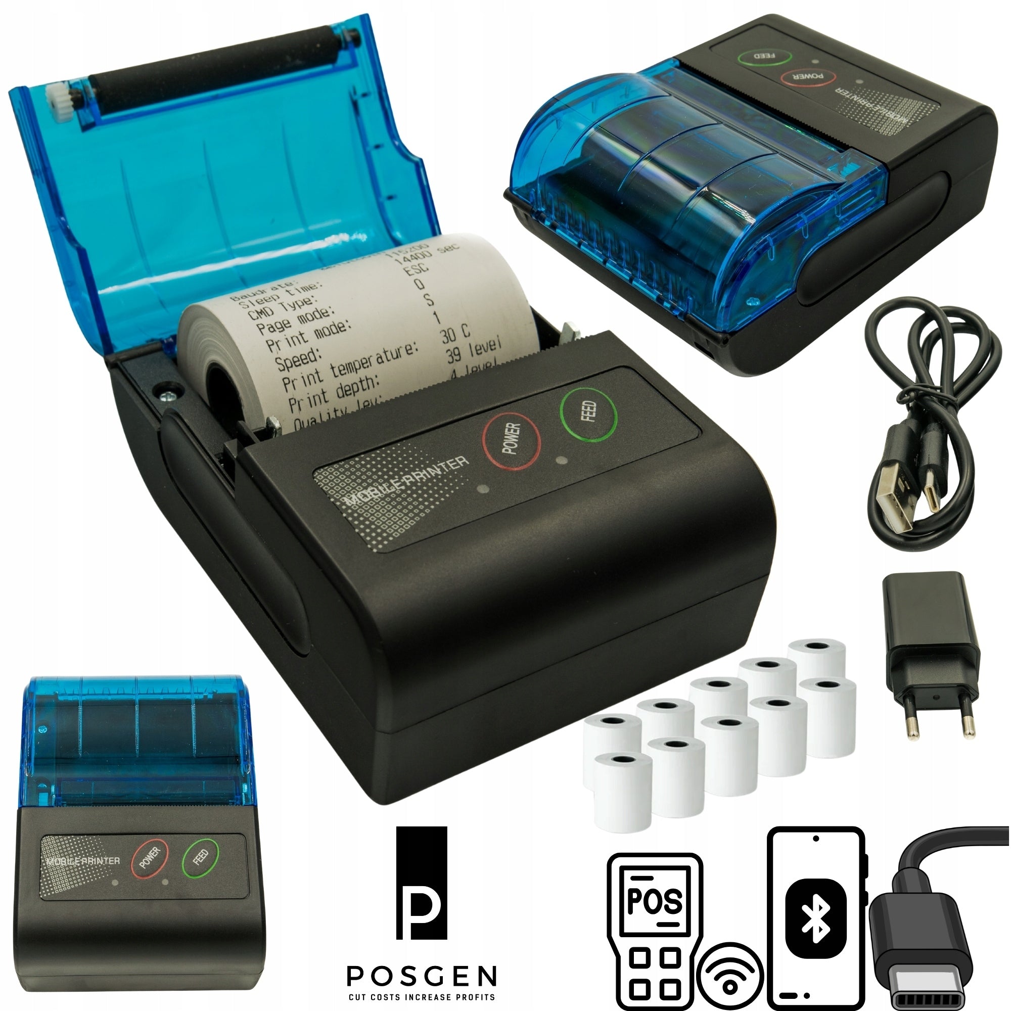 57MM THERMAL PRINTER PORTABLE TOUCHING GOPOS USB C BT TAXI RECEIPTS VOUCHERS