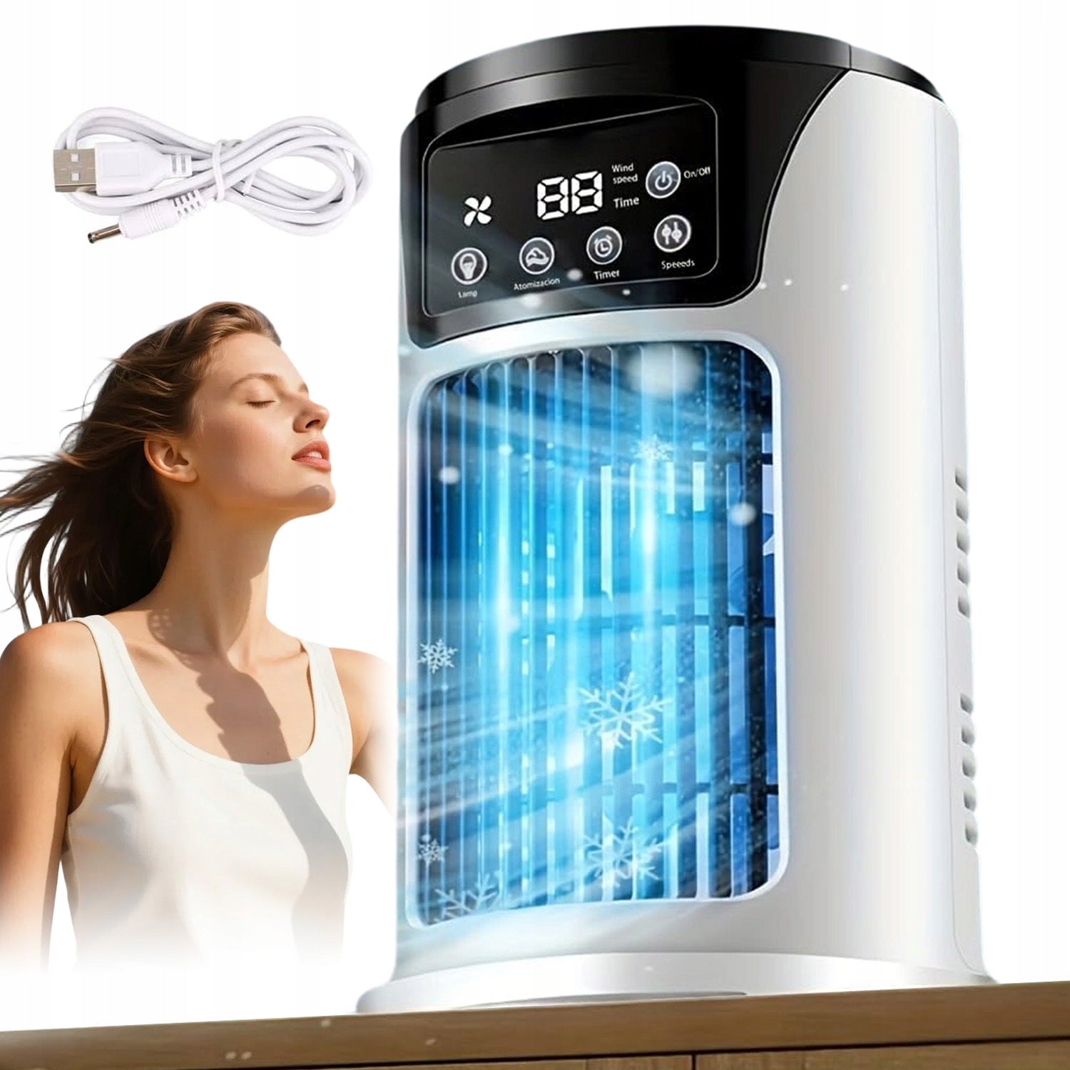 5IN1 DESK COOLING FAN WITH HUMIDIFIER MINI AIR CONDITIONER 6 GEARS
