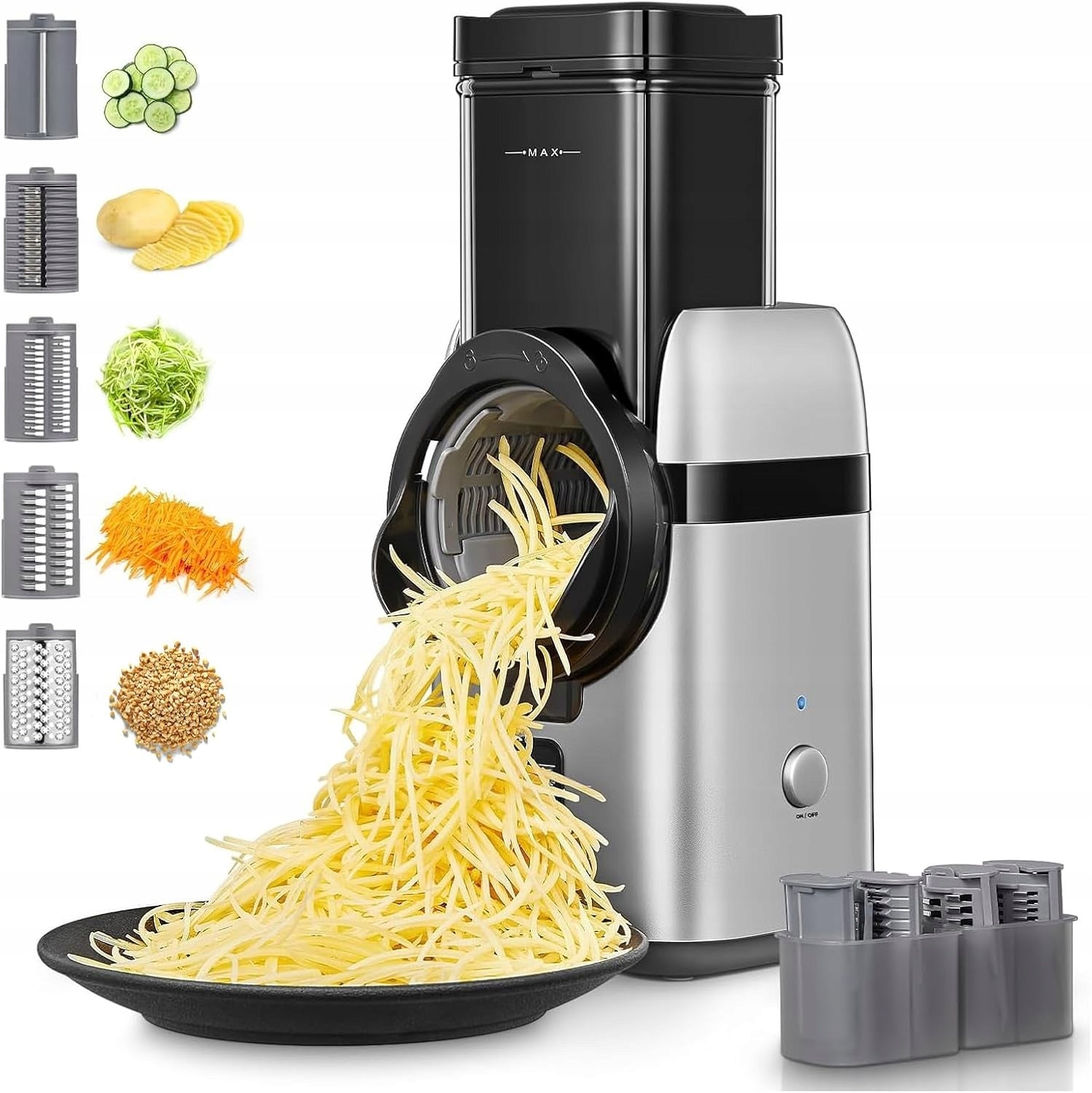 5IN1 ELECTRIC VEGETABLE SLICER WITH 80W STAINLESS STEEL BLADES