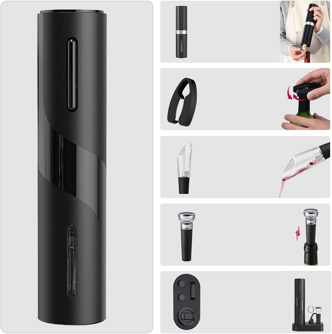5IN1 ELECTRIC WINE CORKSCREW RECHARGEABLE SET FOR HOME PARTY BAR Manufacturer code ELEKTRYCZNY OTWIERACZ DO BUTELEK WINA