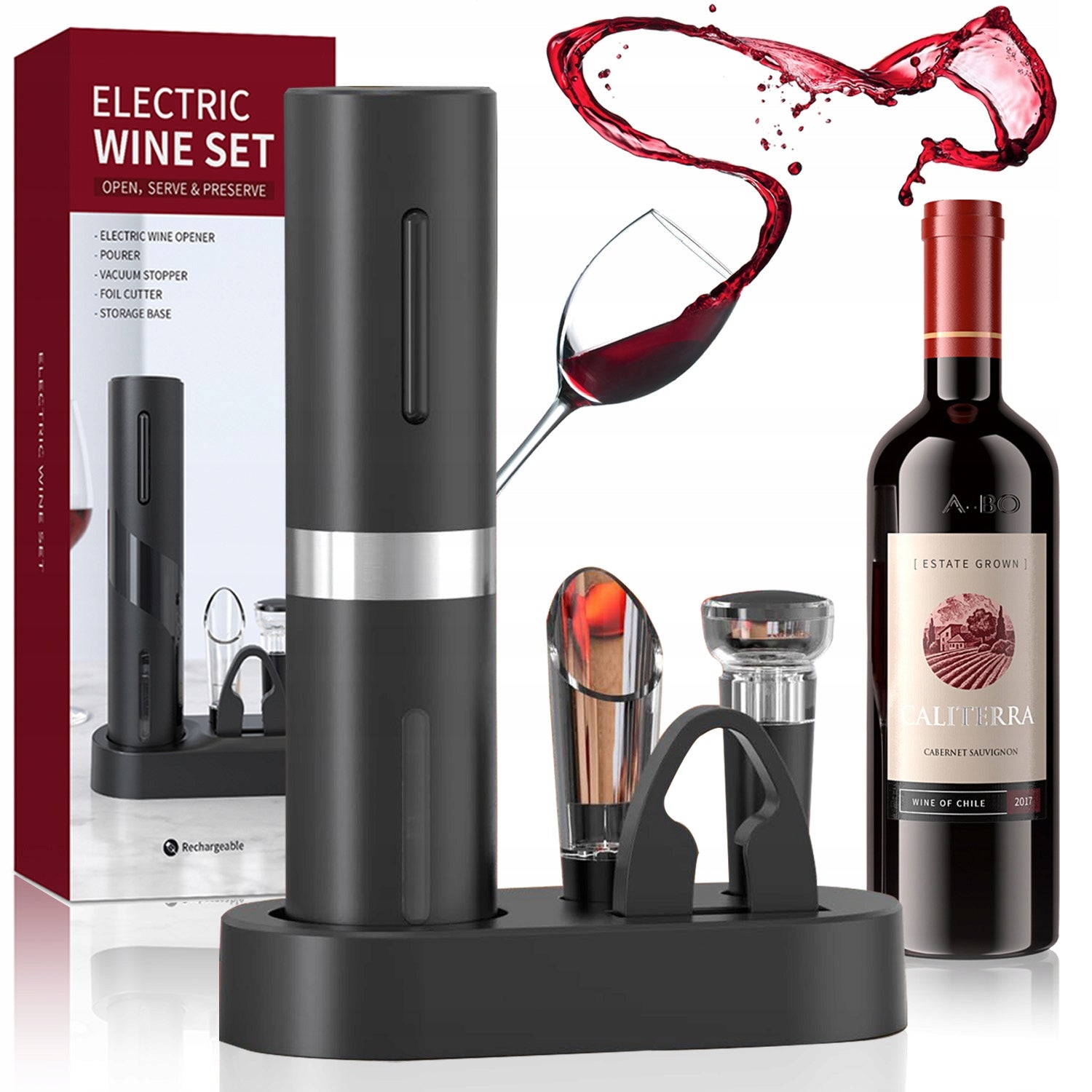 5IN1 ELECTRIC WINE CORKSCREW RECHARGEABLE SET FOR HOME PARTY BAR