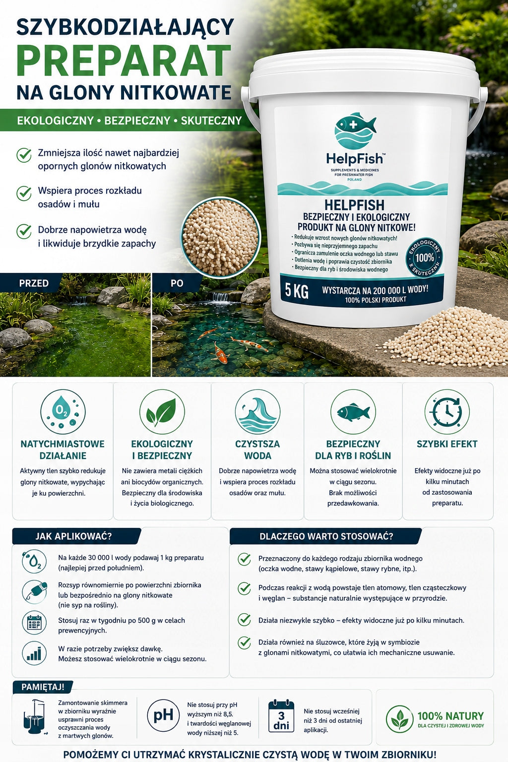 5KG eliminates filamentous algae sludge purifies water oxygenates antialgae Manufacturer code 10401