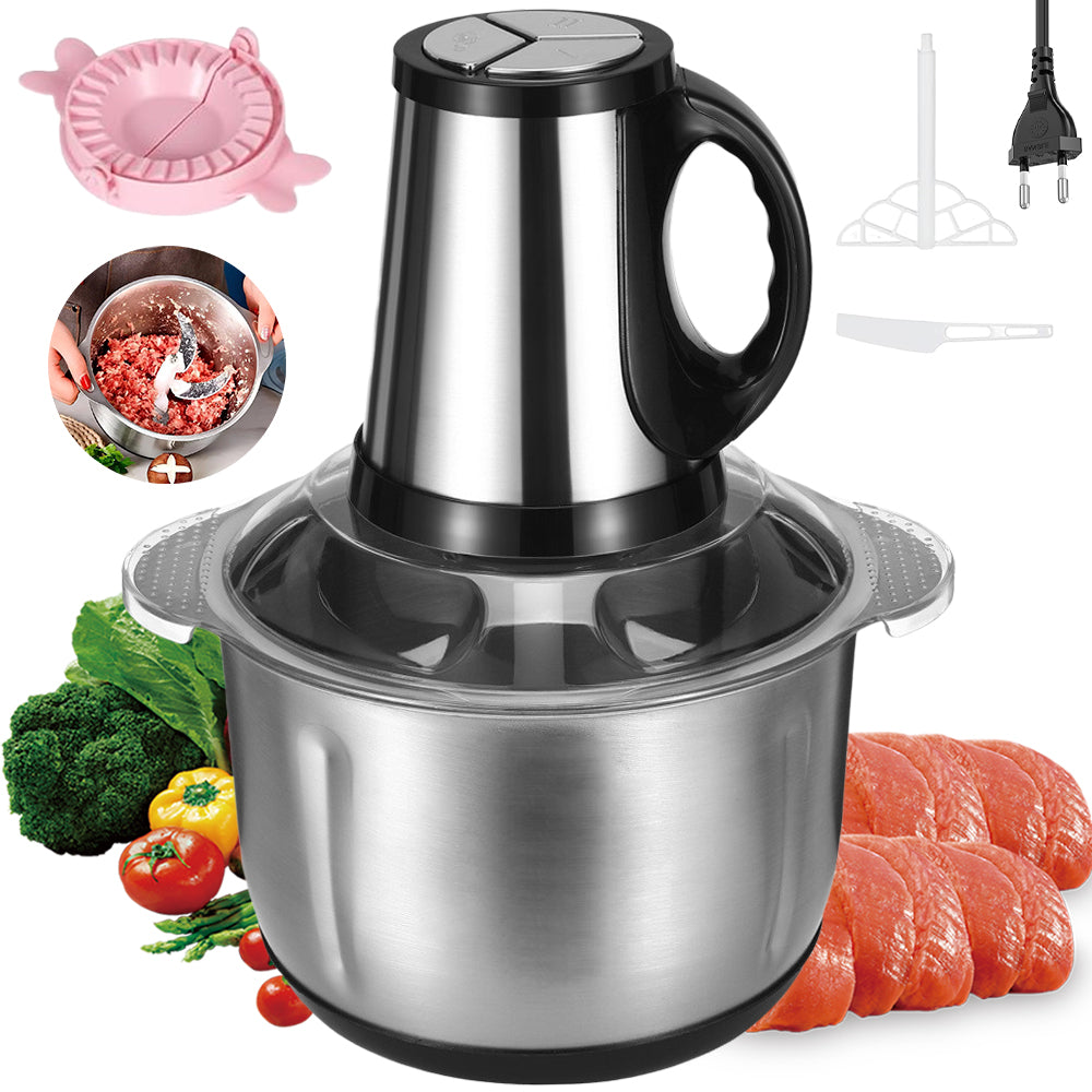 5L Food Processor and Electric Incisor with 3D Stainless Steel Blades