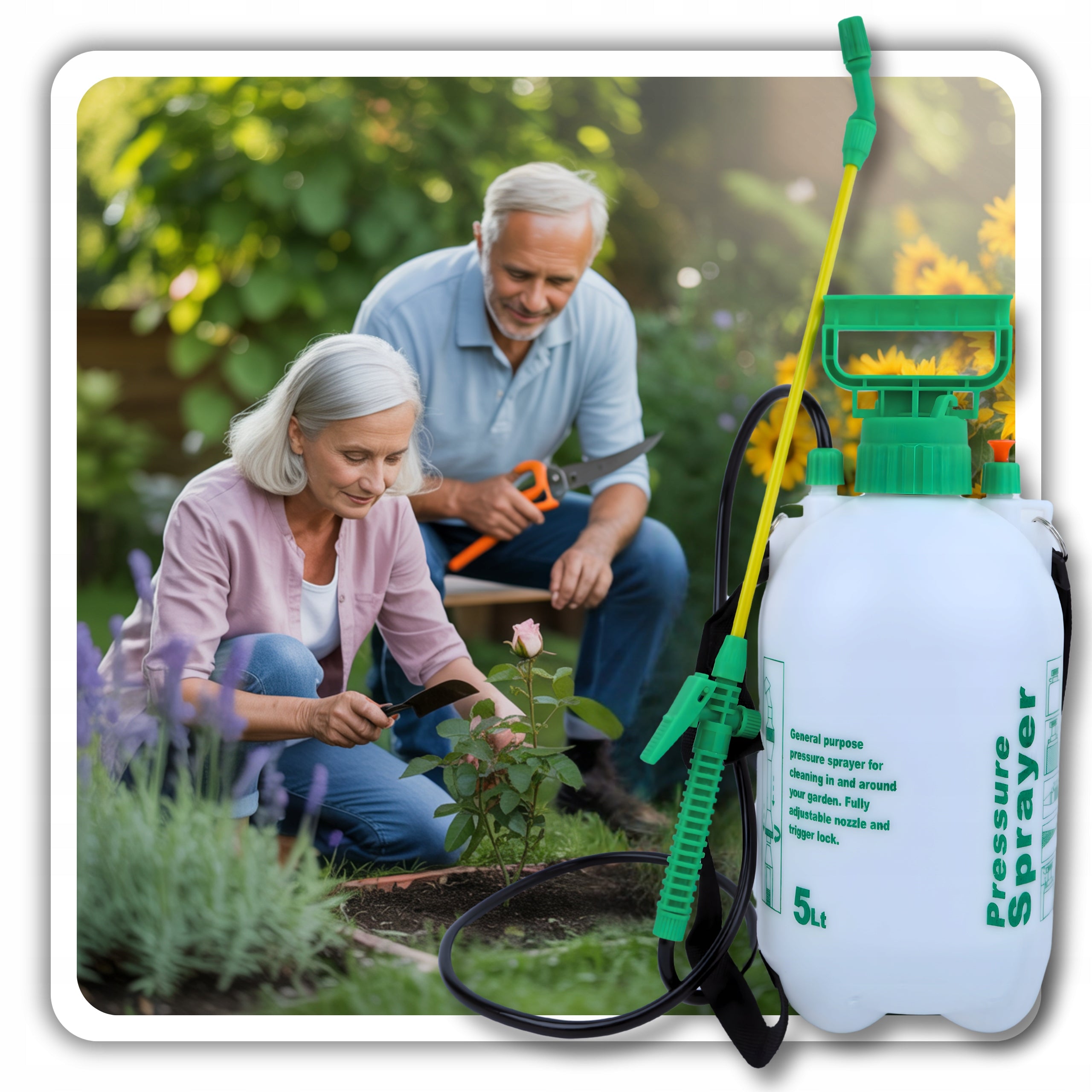 5L GARDEN HANDHELD PRESSURE SPRAYER LONG LANCE FLOWER WASHER Packaging status original