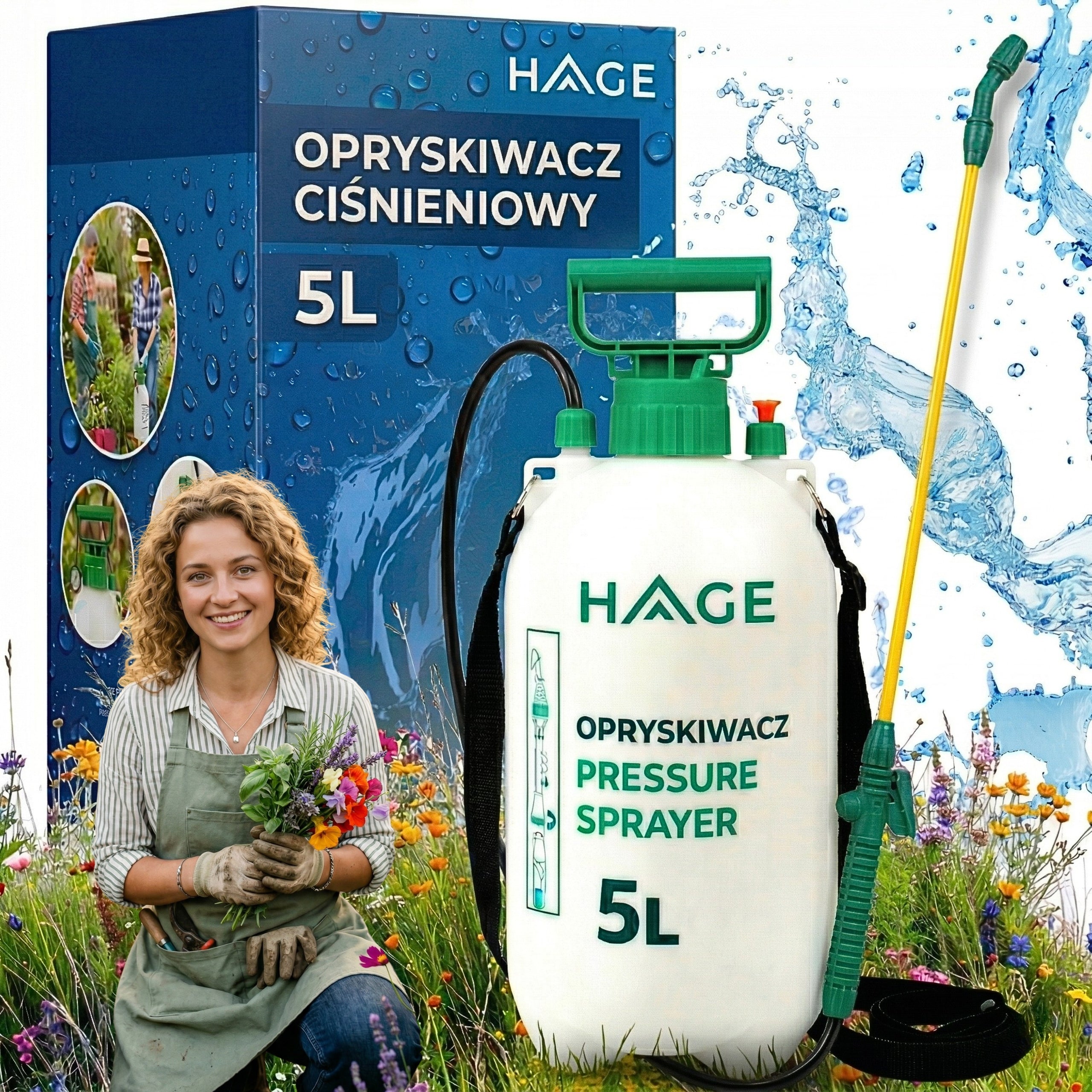 5L GARDEN HANDHELD PRESSURE SPRAYER LONG LANCE FLOWER WASHER