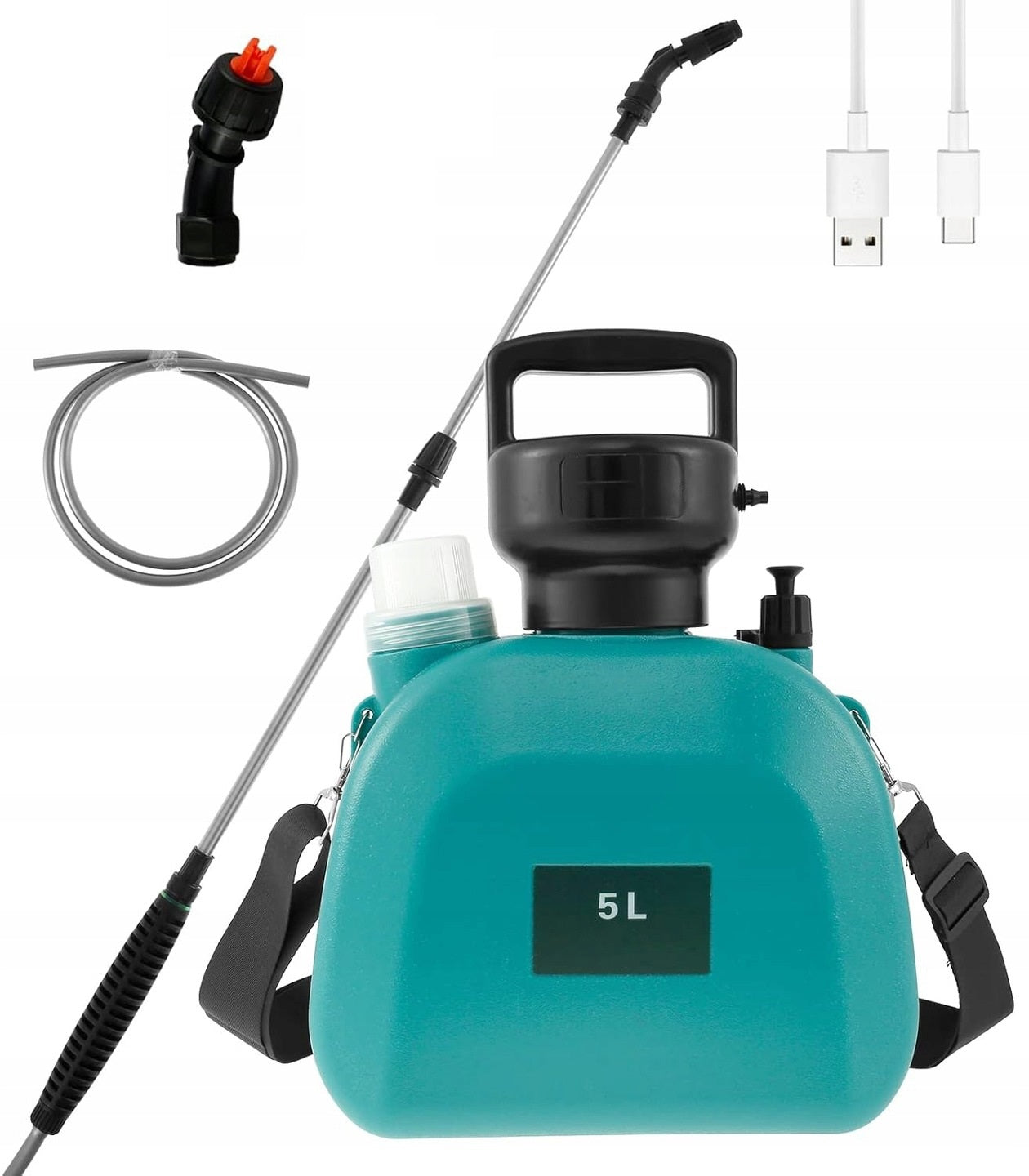 5L USB Cordless Sprayer with Adjustable Nozzle for Garden Long lance Housing material synthetic material
