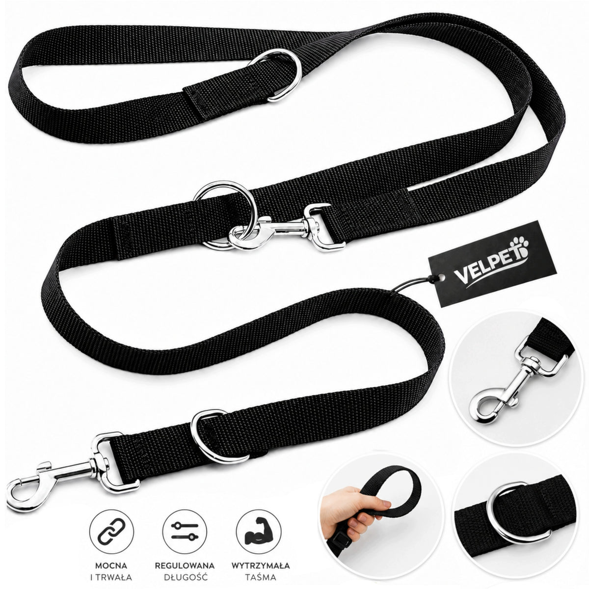 5M DOG LEASH ADJUSTABLE WALKING TRAINING STRONG L VELPET Manufacturer code VELPET SMYCZ PRZEPINANA 5M DLA PSA REGULOWANA