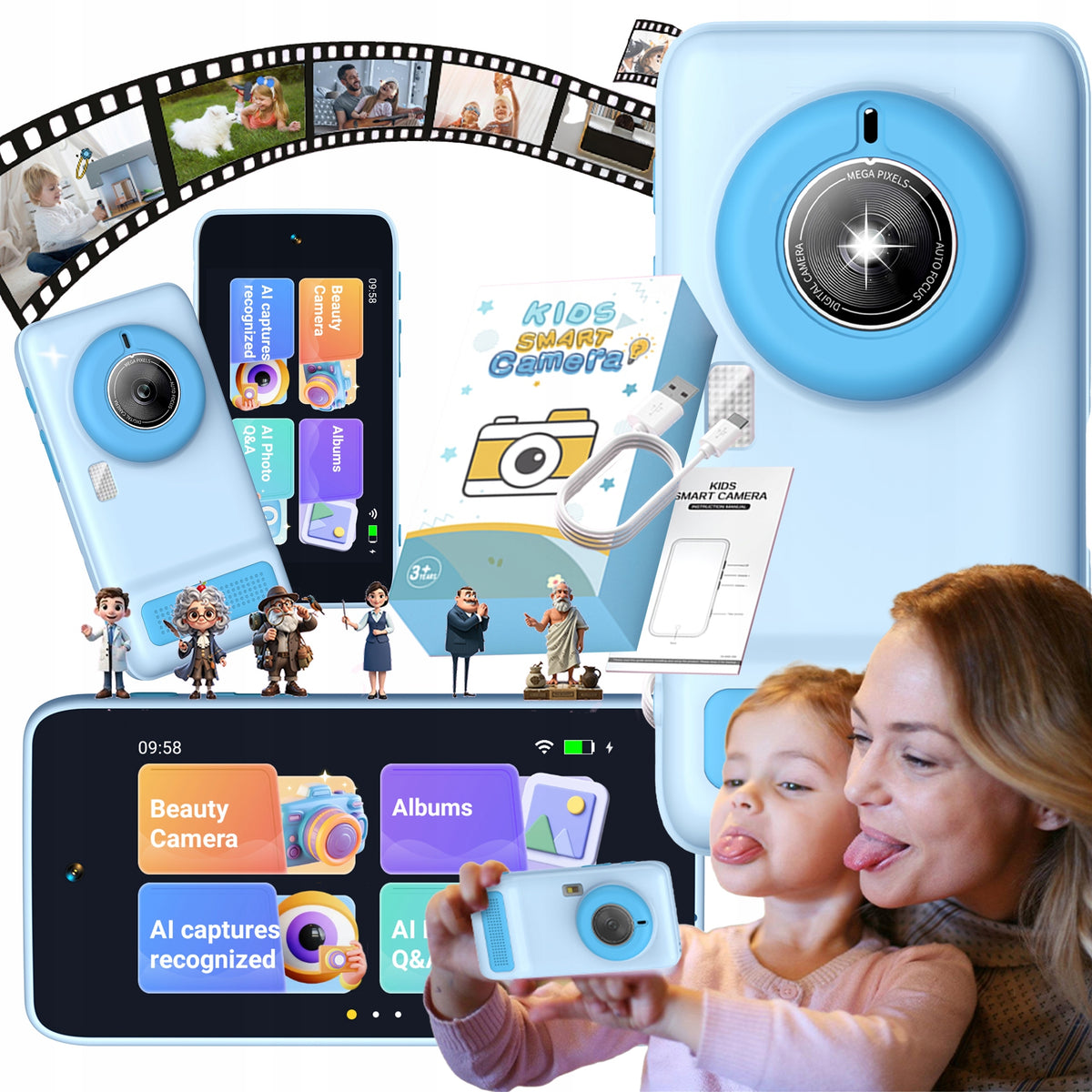 5MP AI Digital Camera EDUCATIONAL Android TOUCH IPS BLUE CIRON X1