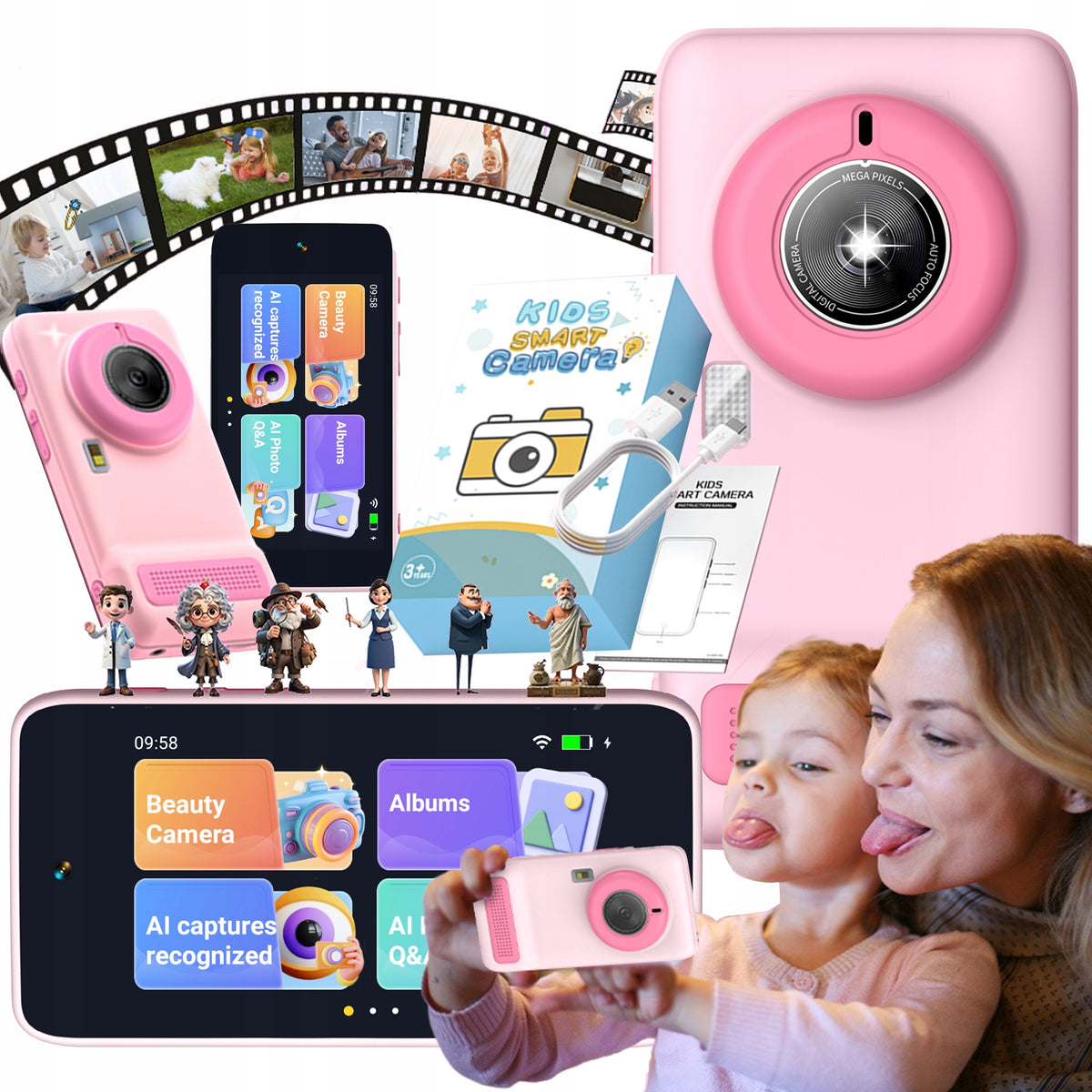 5MP AI Digital Camera EDUCATIONAL Android TOUCH IPS PINK CIRON X1