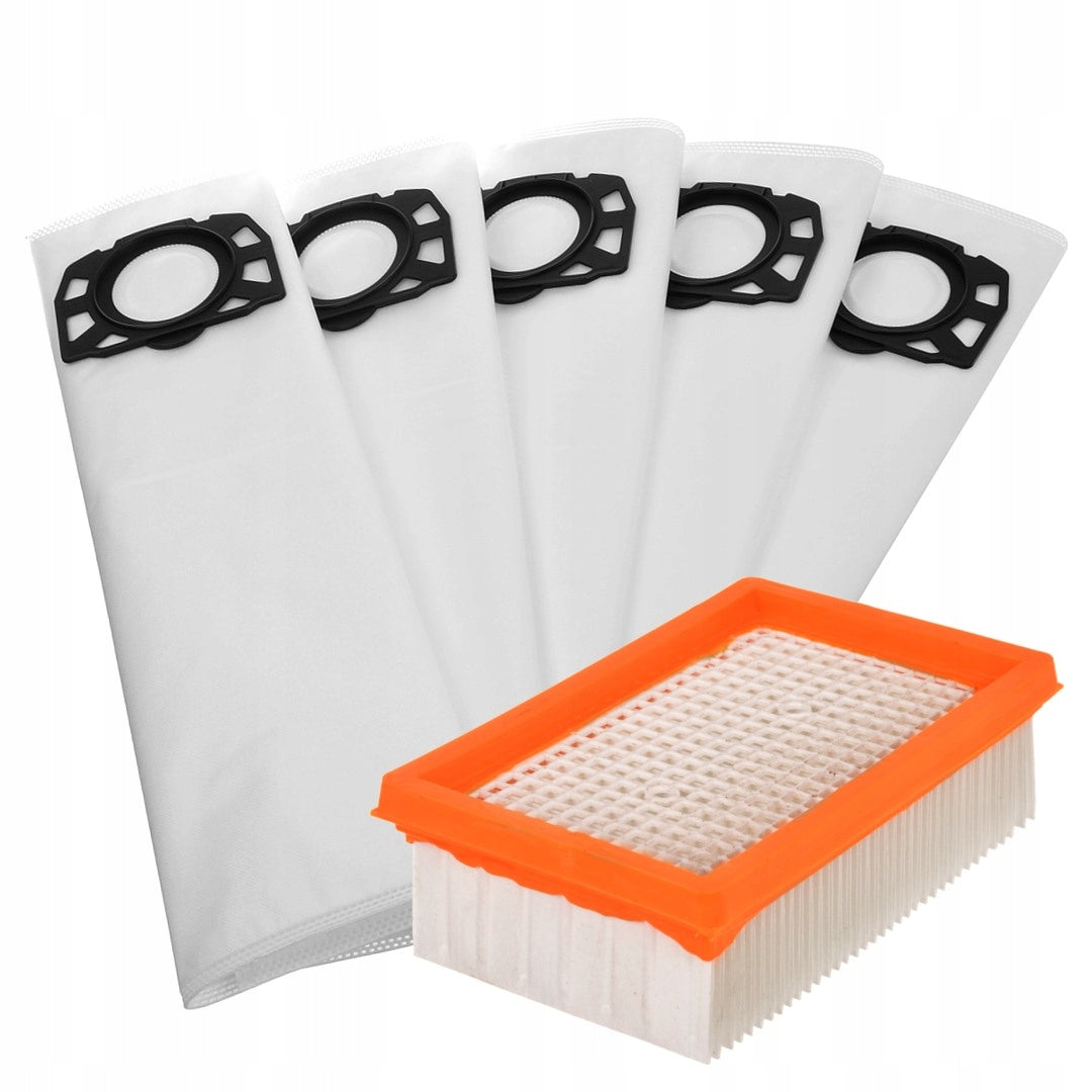 5PCS BAGS + FILTER FOR KARCHER WD4 WD5 WD6 PREMIUM CAR VACUUM CLEANER