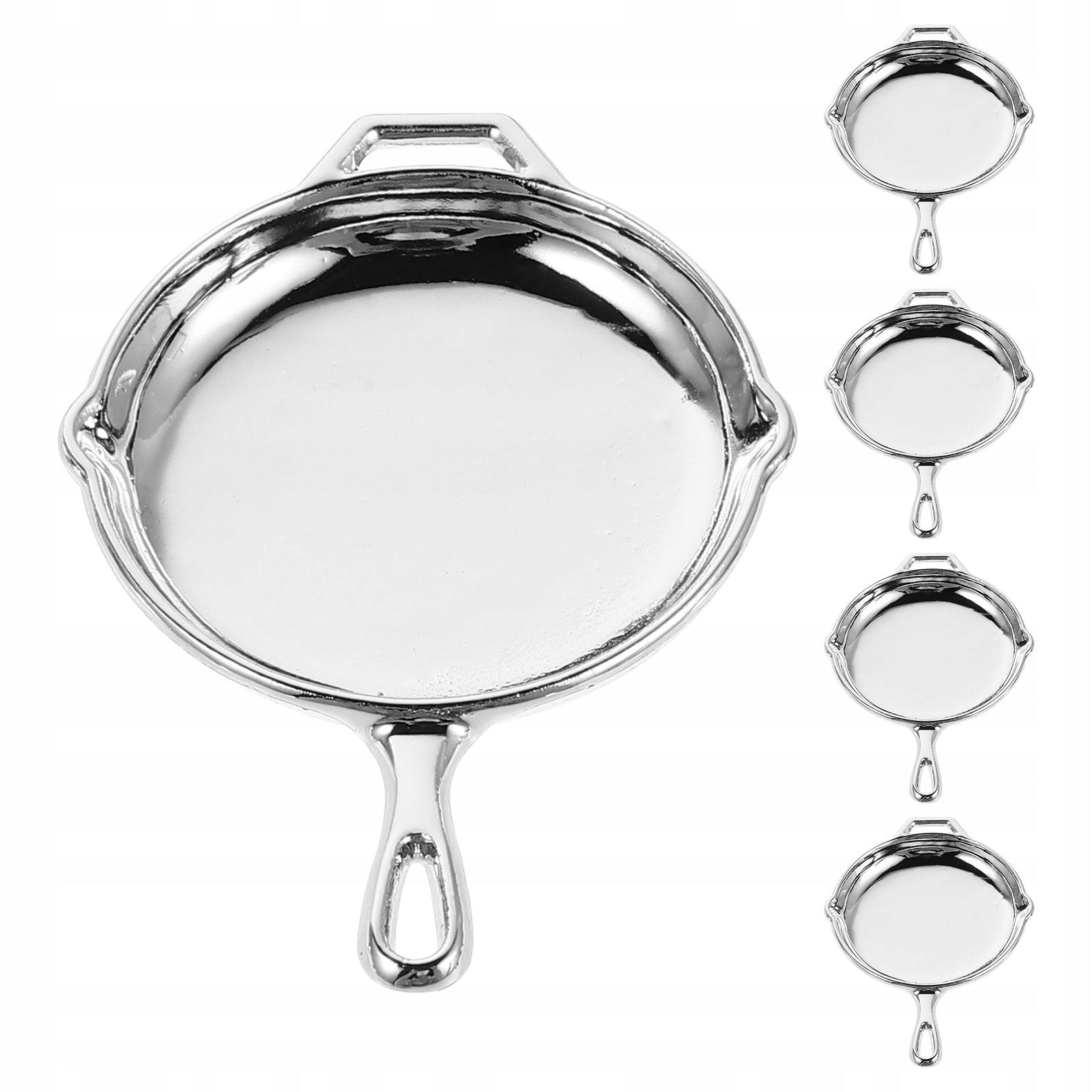5SZT OZDOBNE MINI PATELNIE DO ZESTAWU KUCHENNEGO DLA DZIECI Dominant color silver